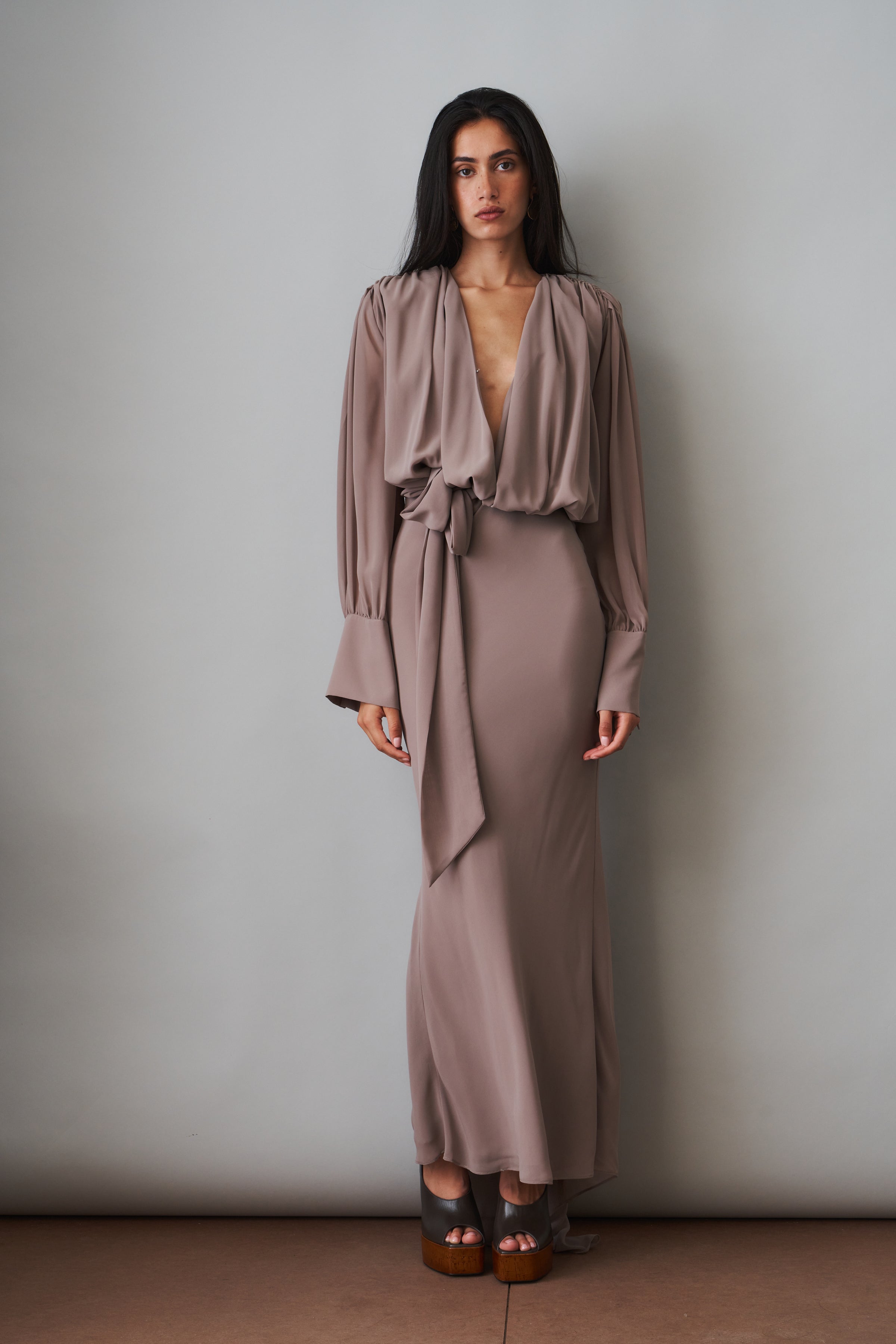 Chiffon Long Sleeve Maxi Dress