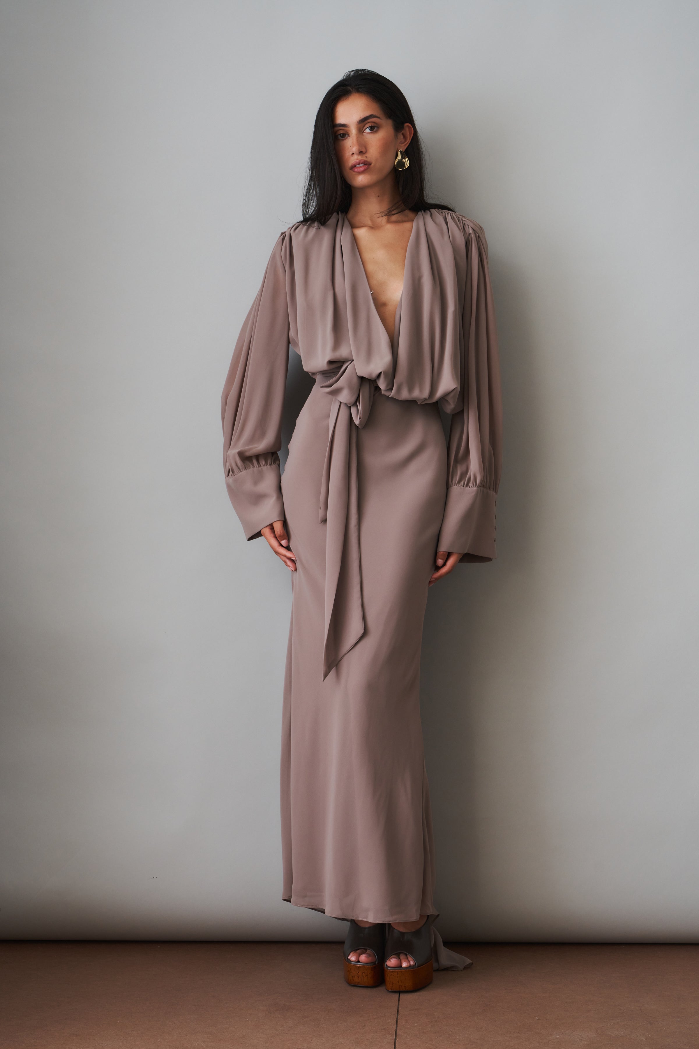 Chiffon Long Sleeve Maxi Dress