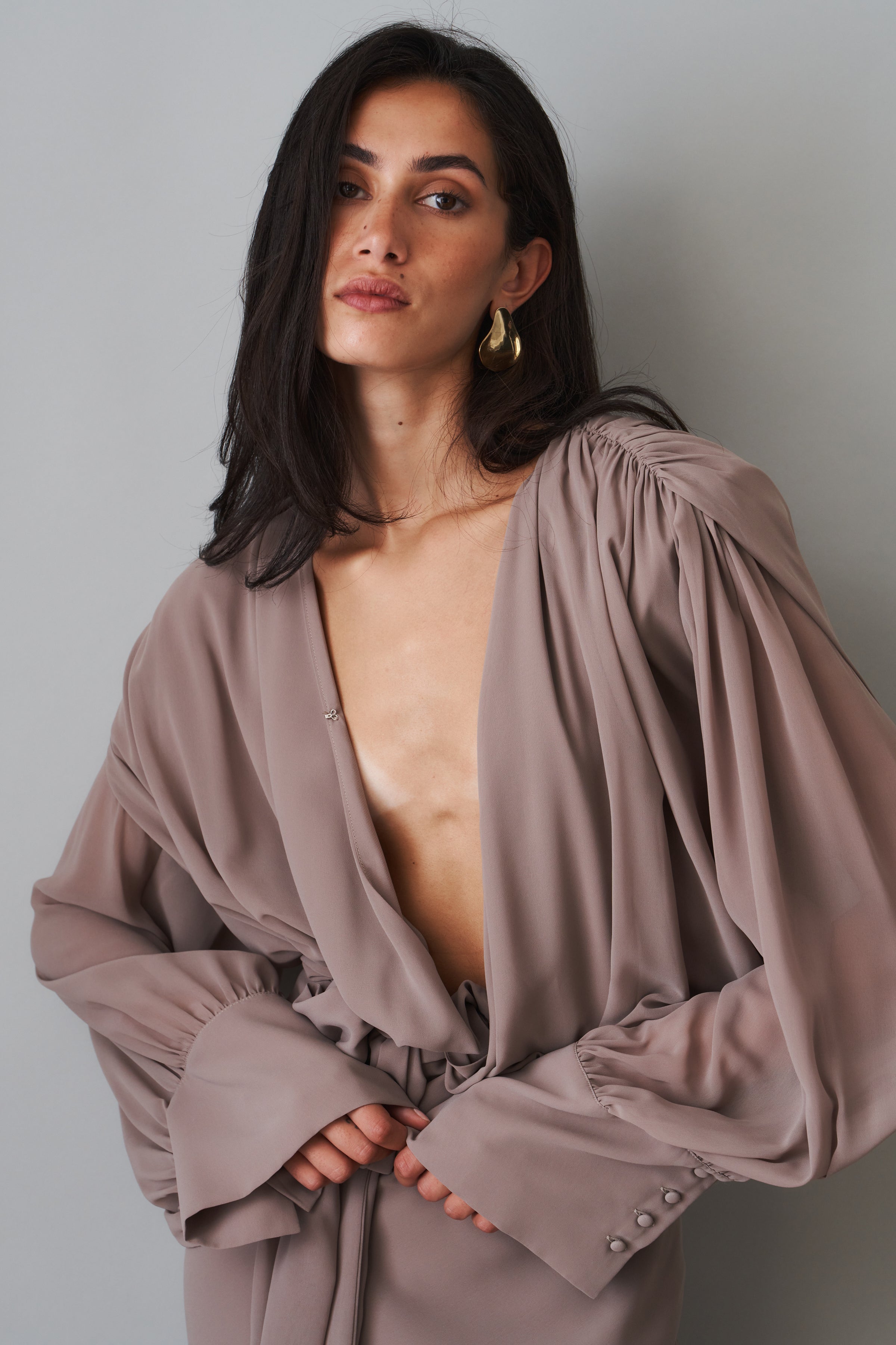 Chiffon Long Sleeve Maxi Dress