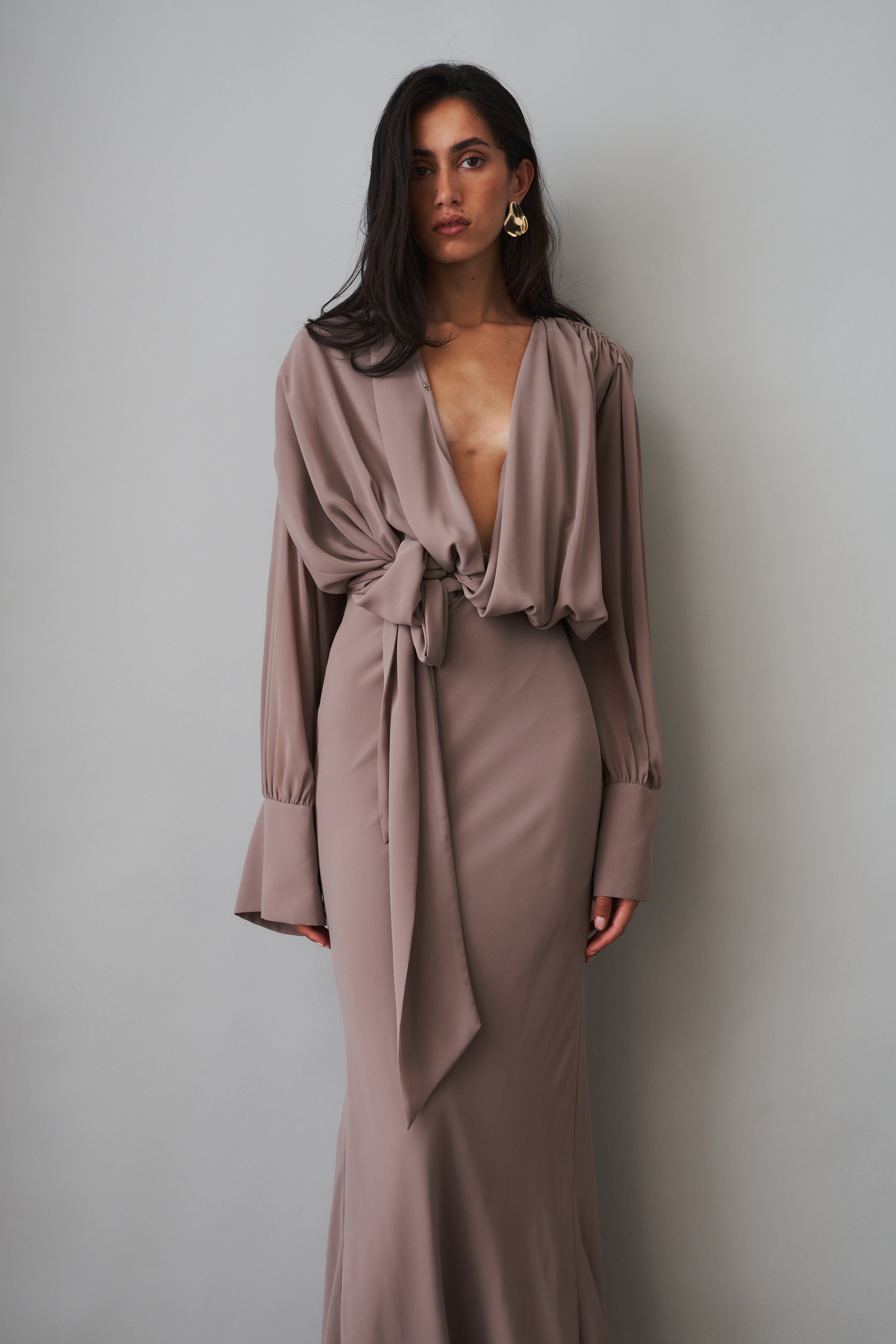 Chiffon Long Sleeve Maxi Dress