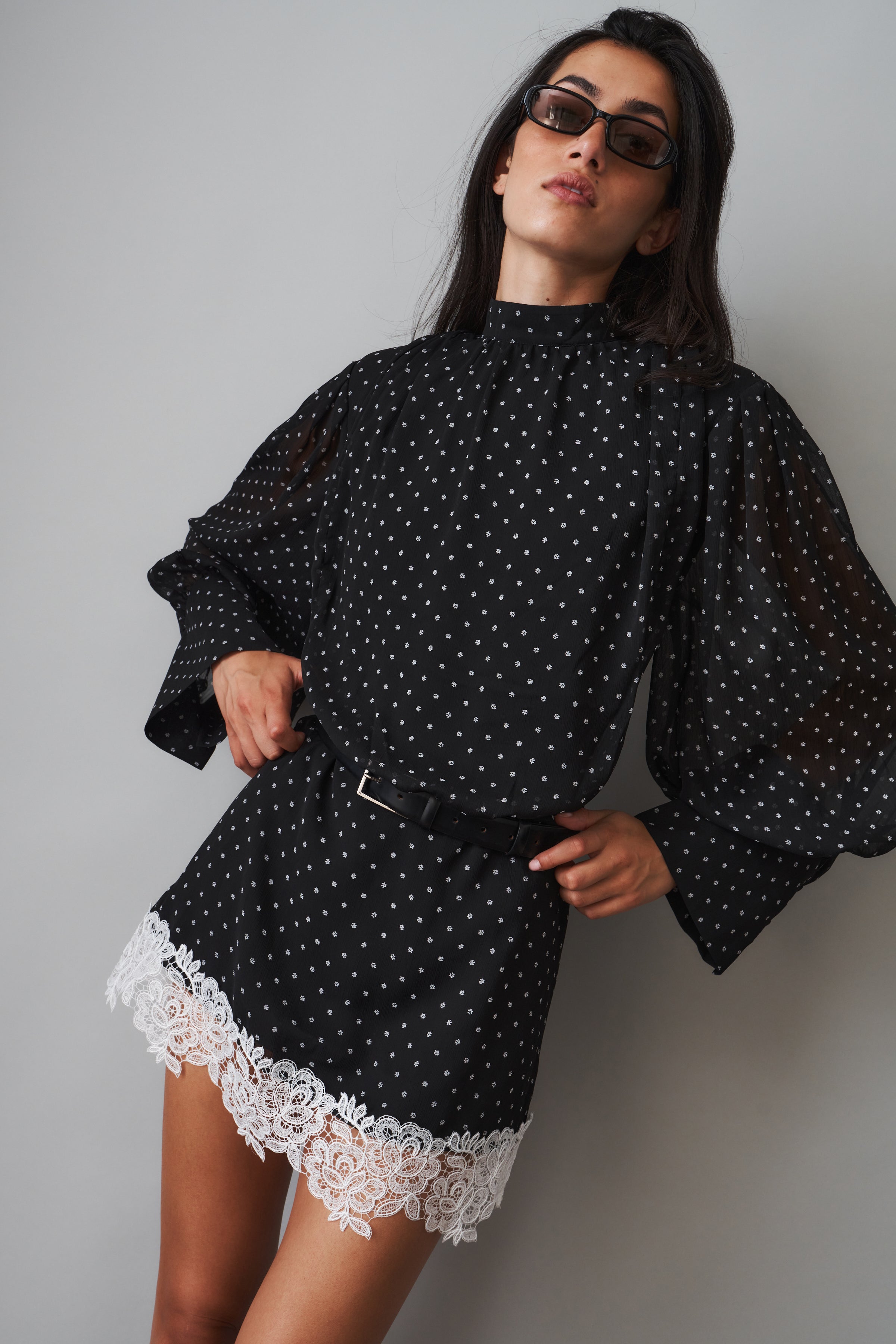 Capucine Black Polka Dress