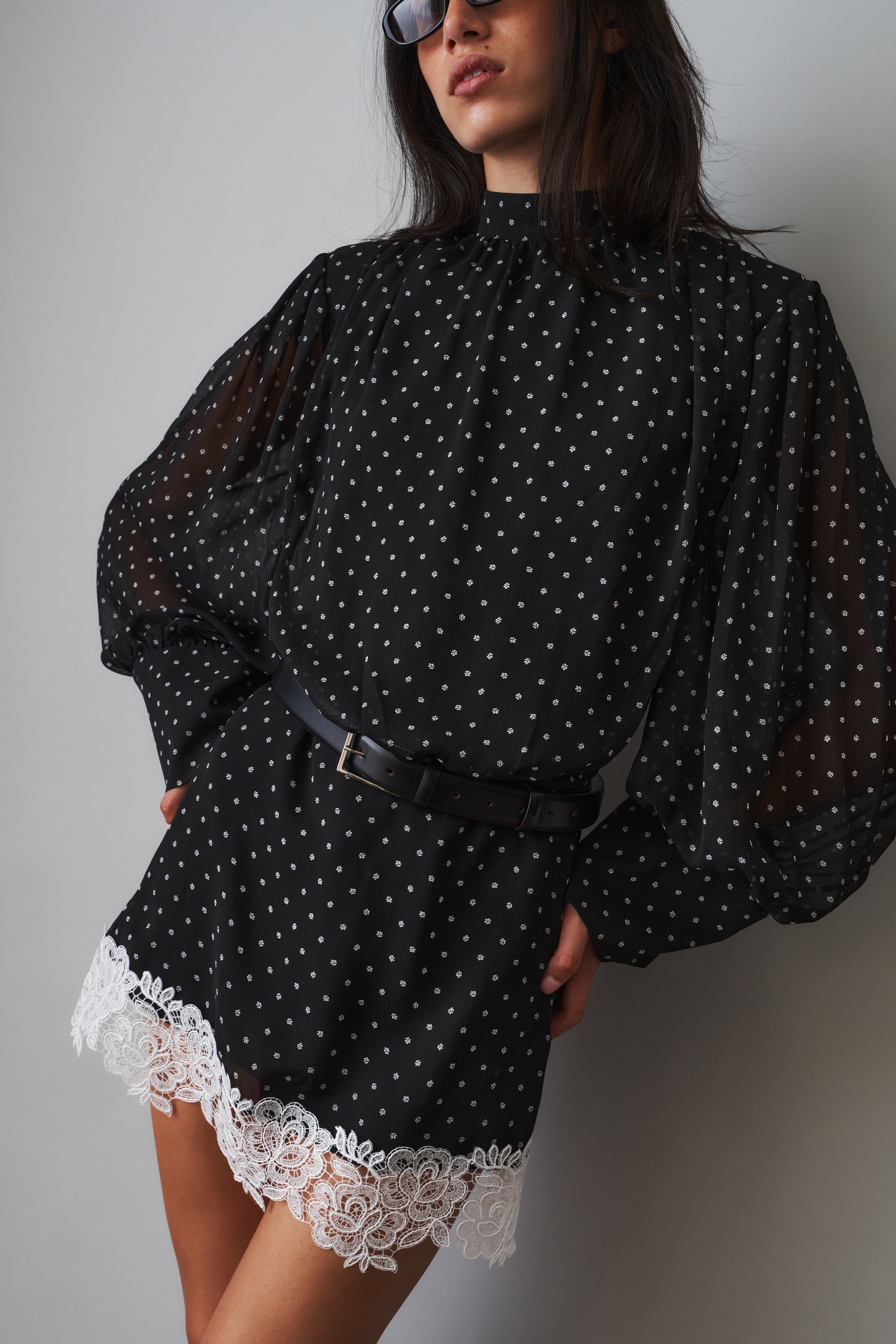 Capucine Black Polka Dress