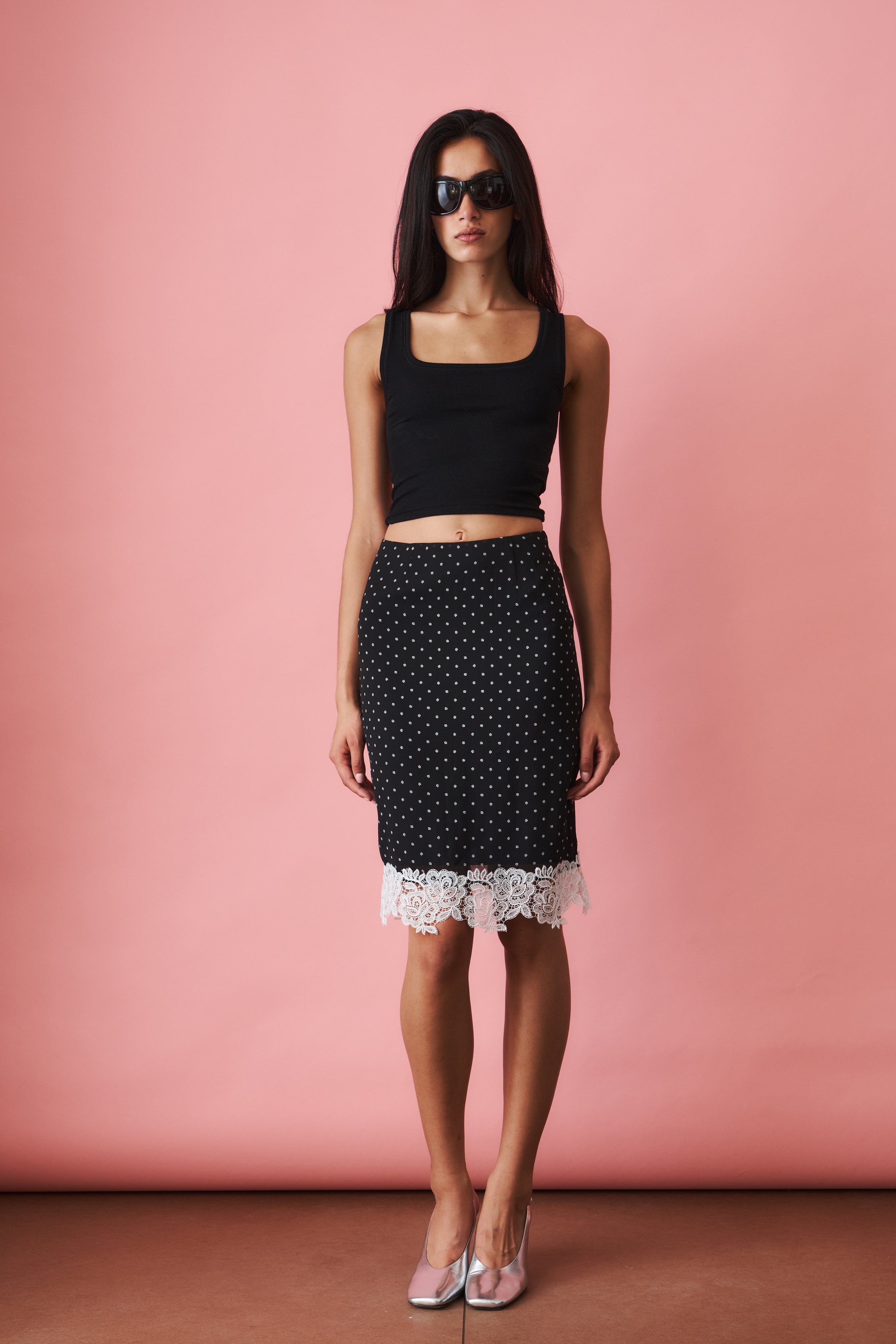 Mulani Black Polka Skirt