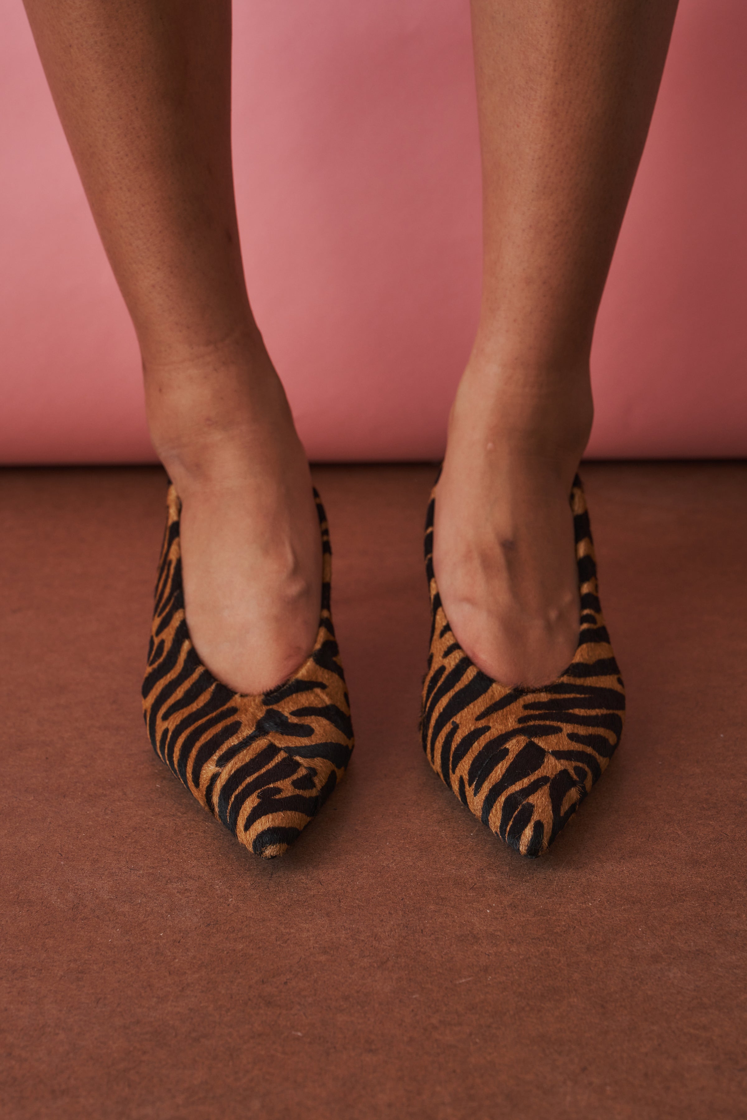 Pointed Toe Tiger Slingback Pump