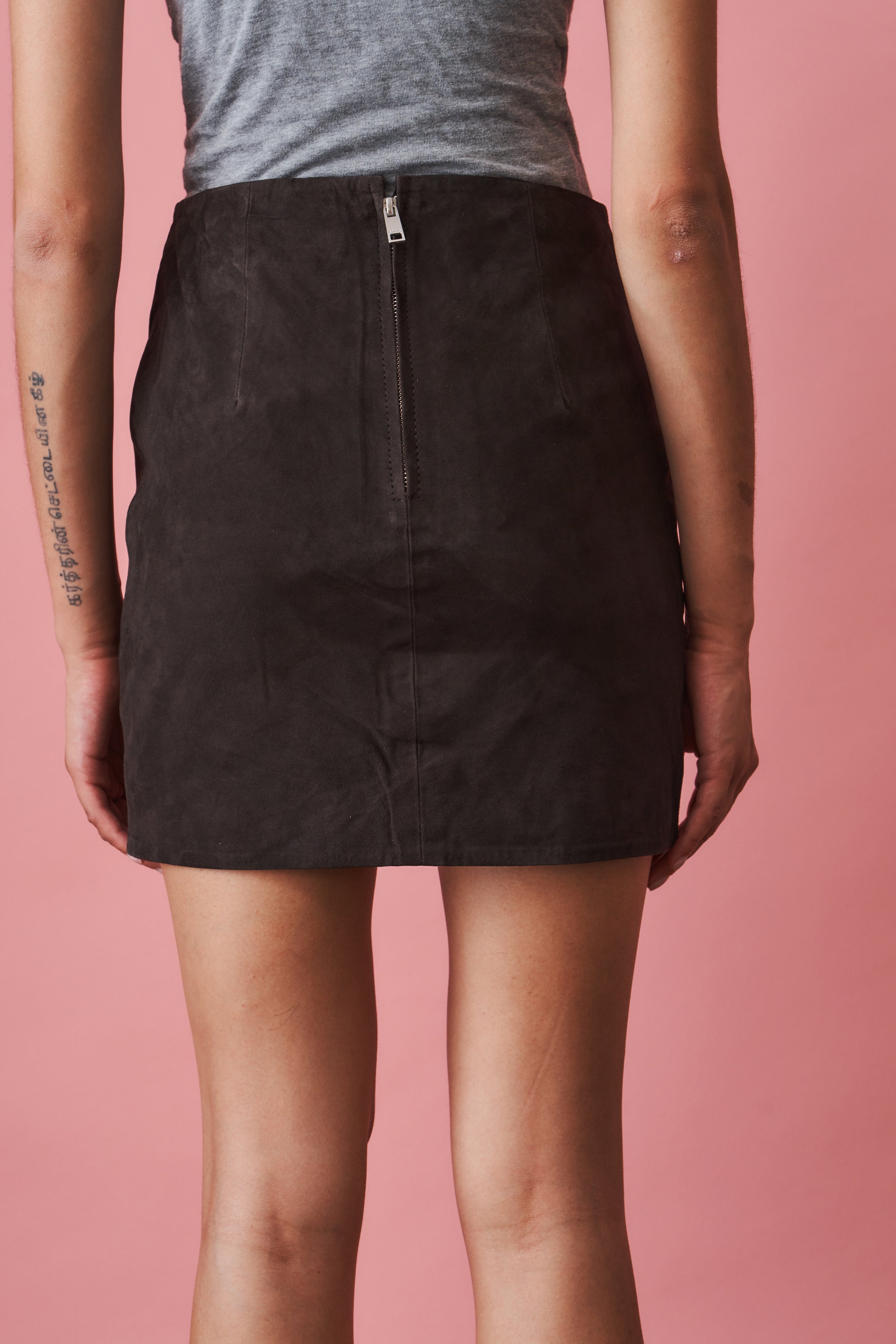 Mula Ganache Suede Mini Skirt