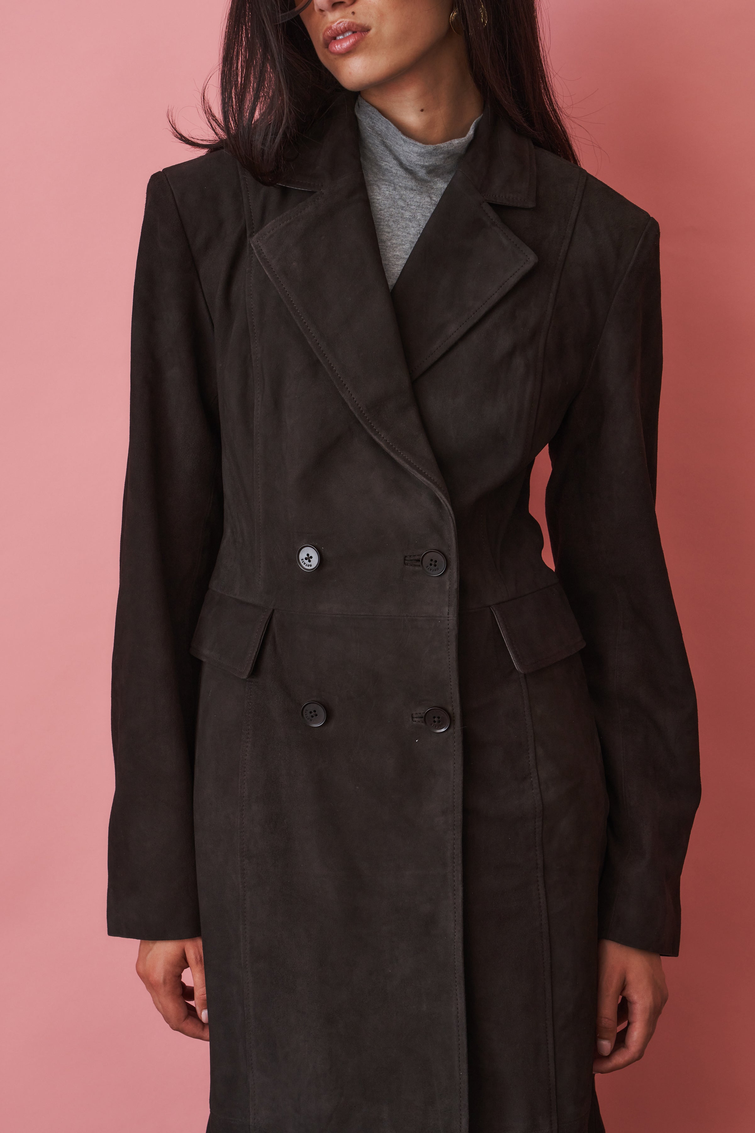 Venetta Ganache Suede Coat