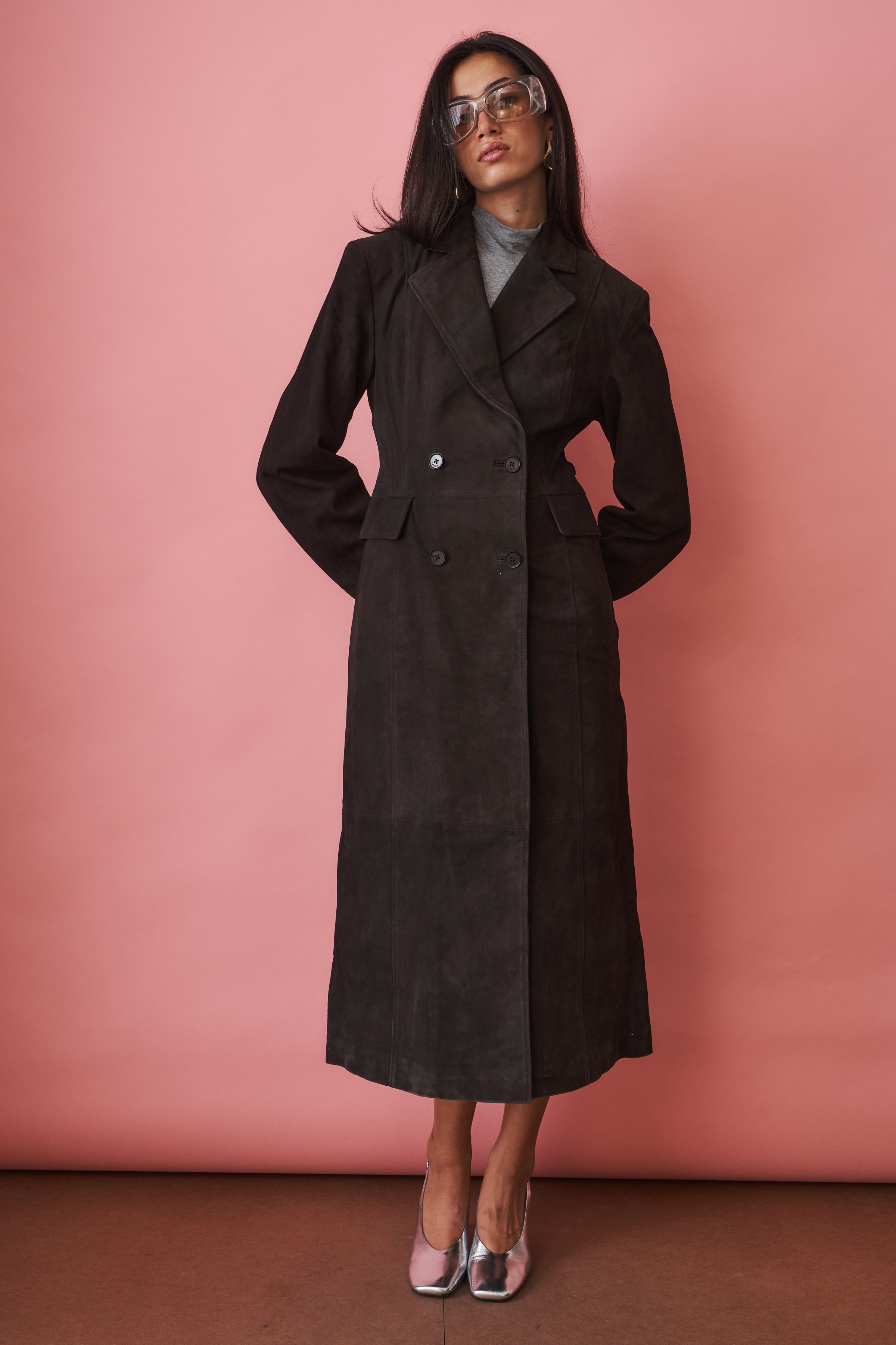 Venetta Ganache Suede Coat