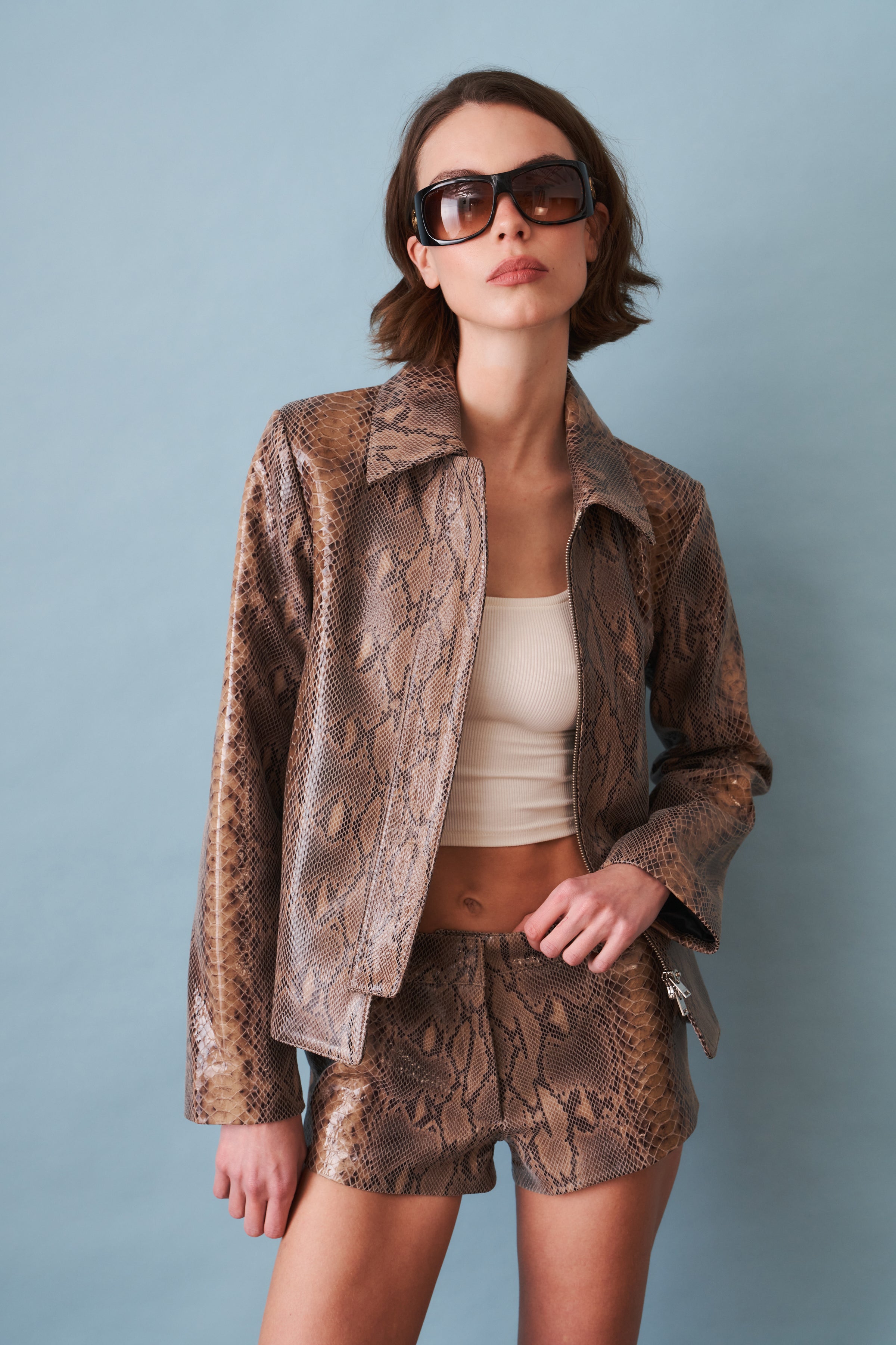 Blouson Leather Jacket Snake