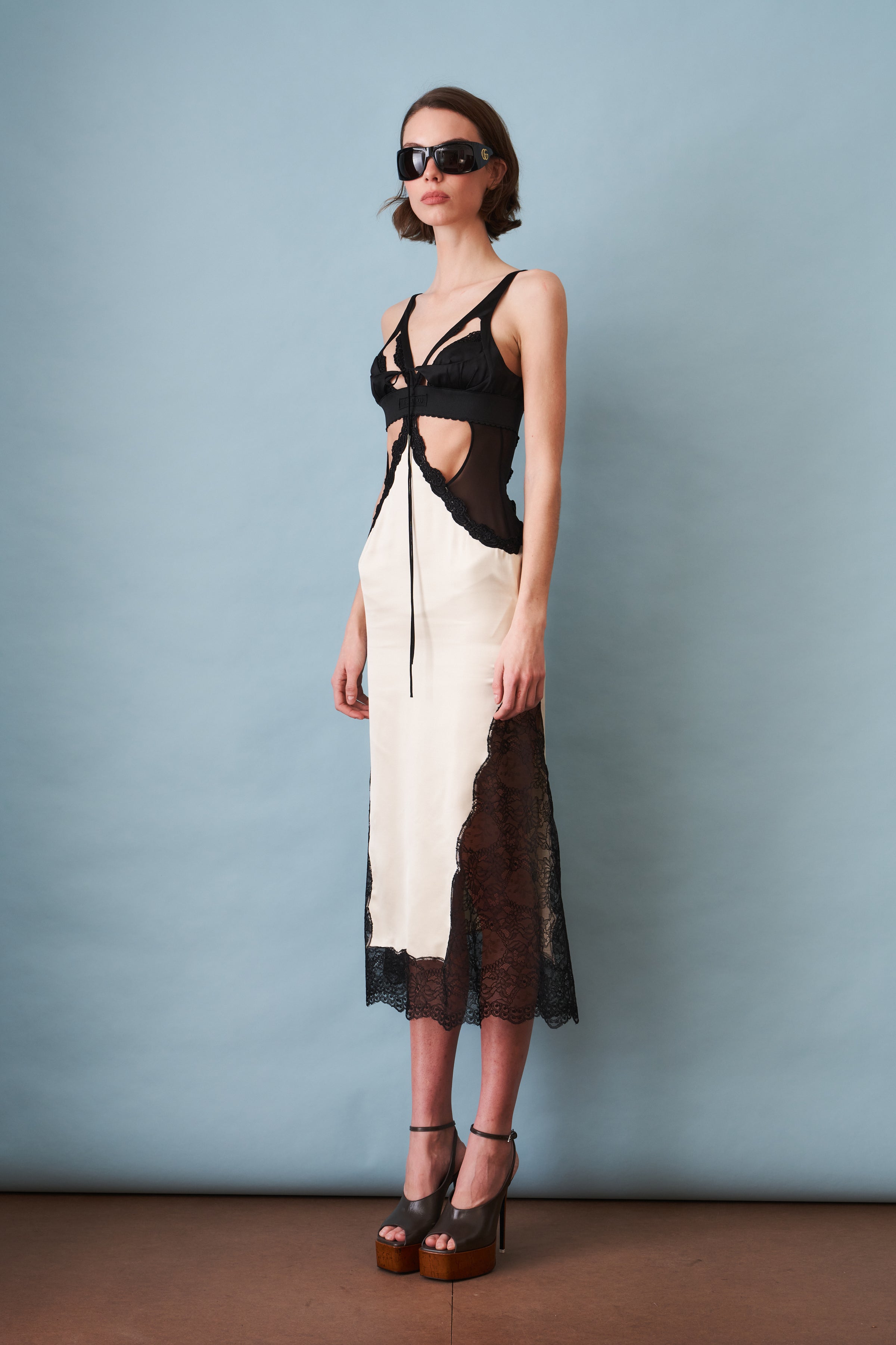 Black & Ivory Midi Dress