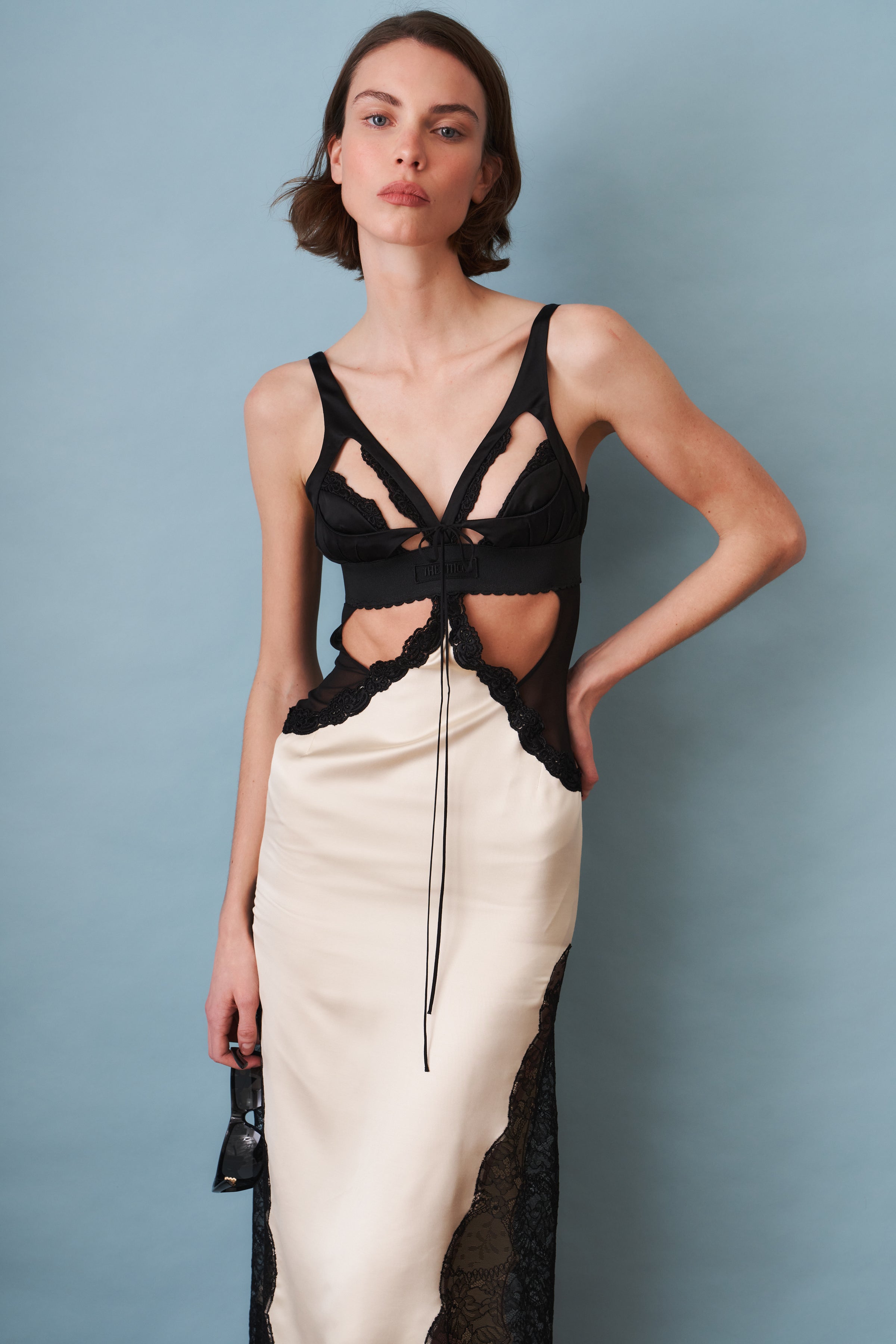 Black & Ivory Midi Dress