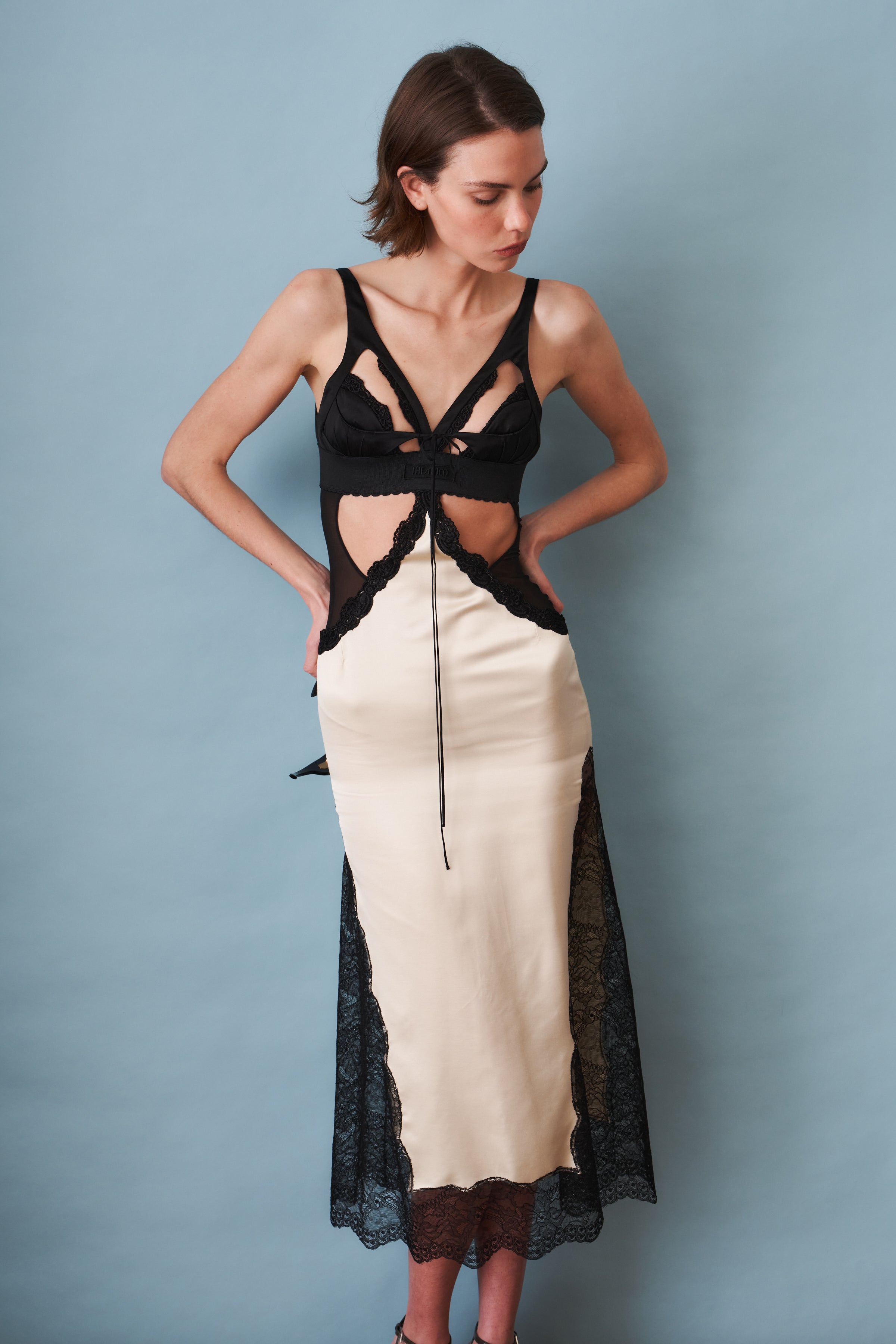 Black & Ivory Midi Dress