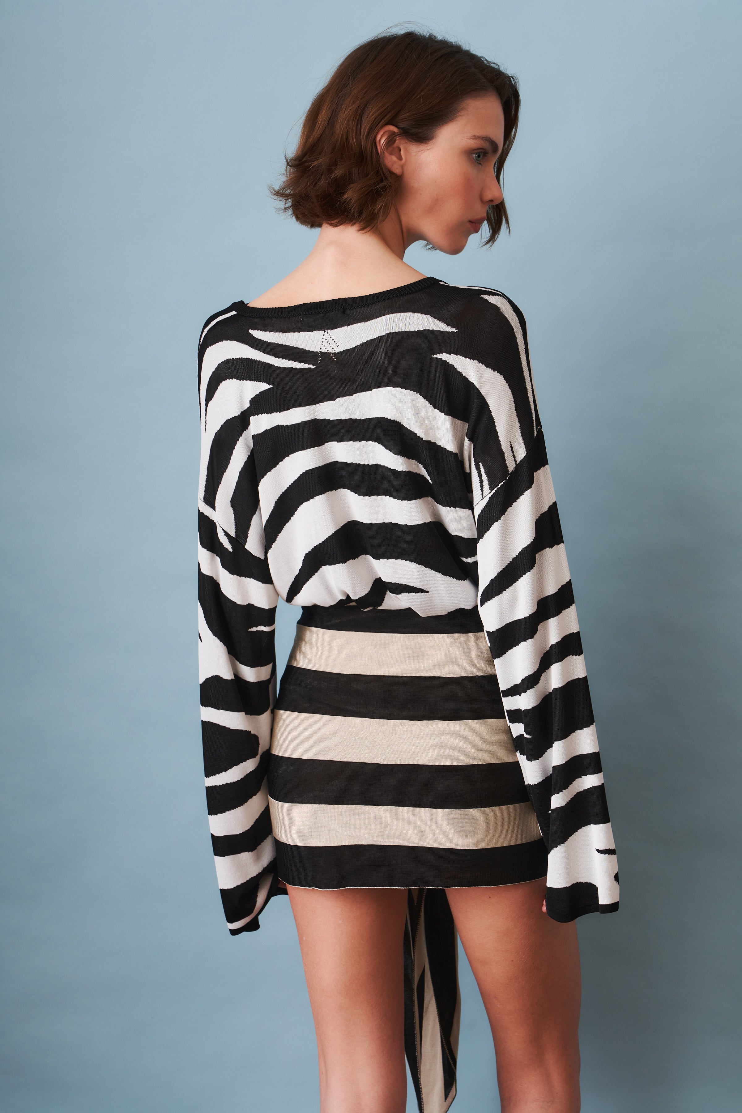 White and Black Mini Dress