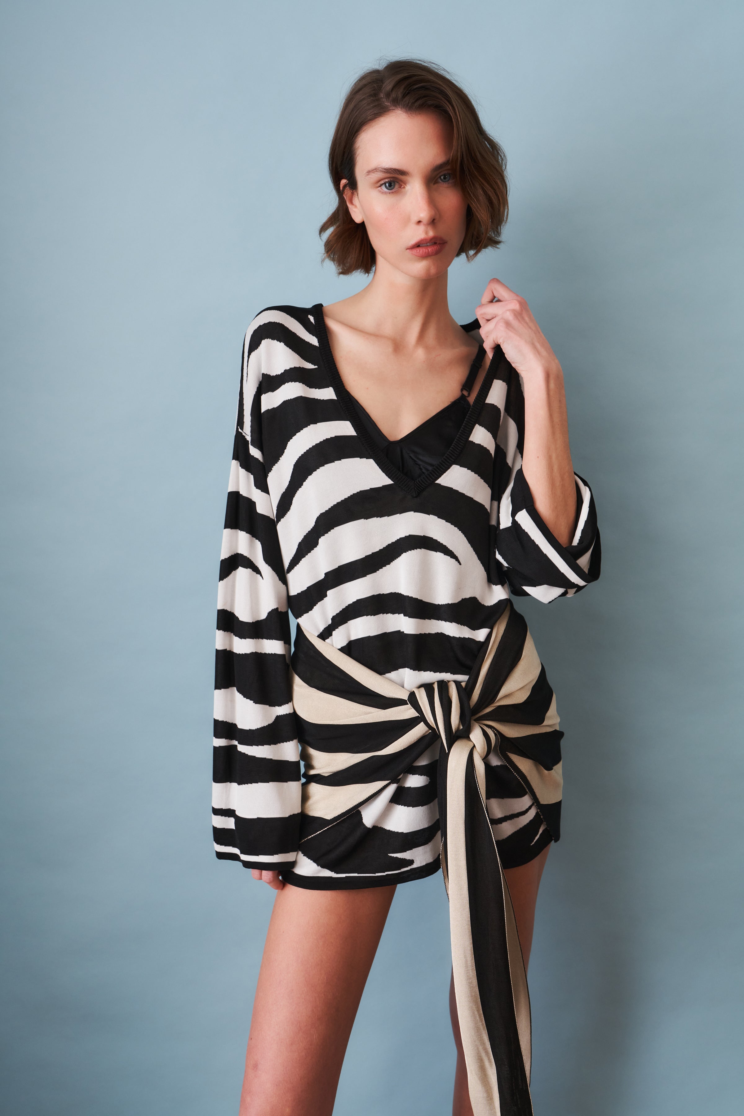 White and Black Mini Dress