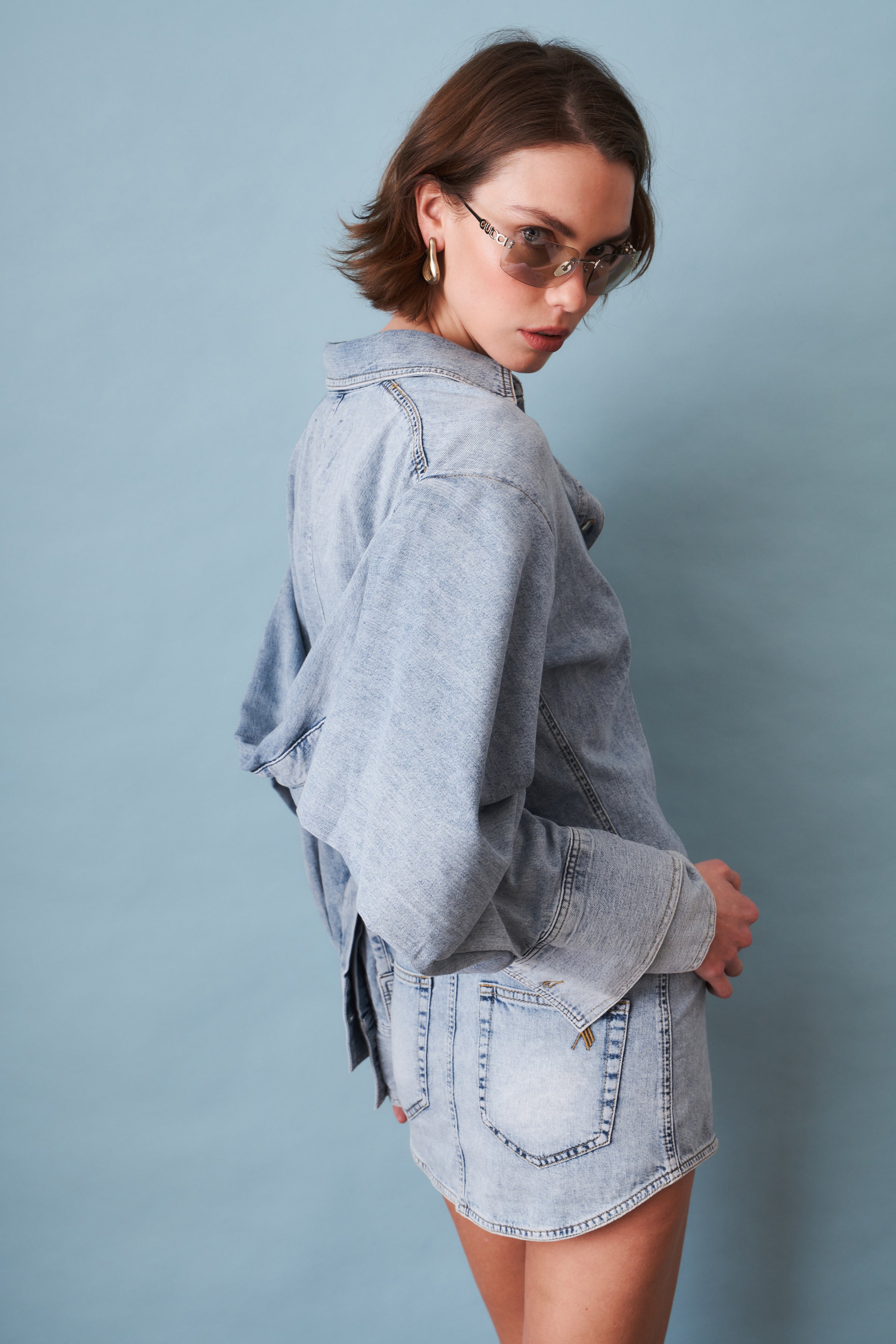 Blue Chambray Mini Dress