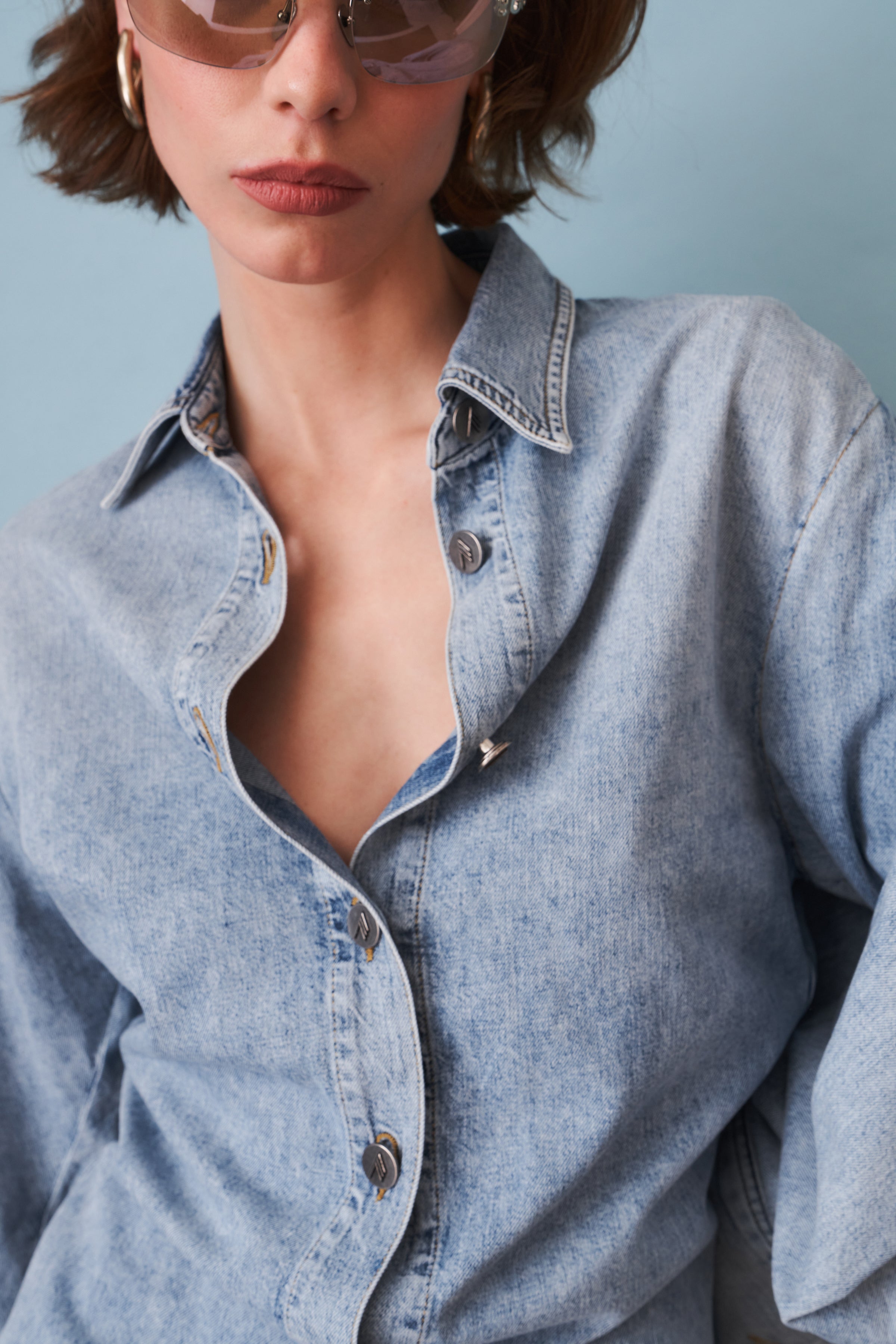 Blue Chambray Mini Dress