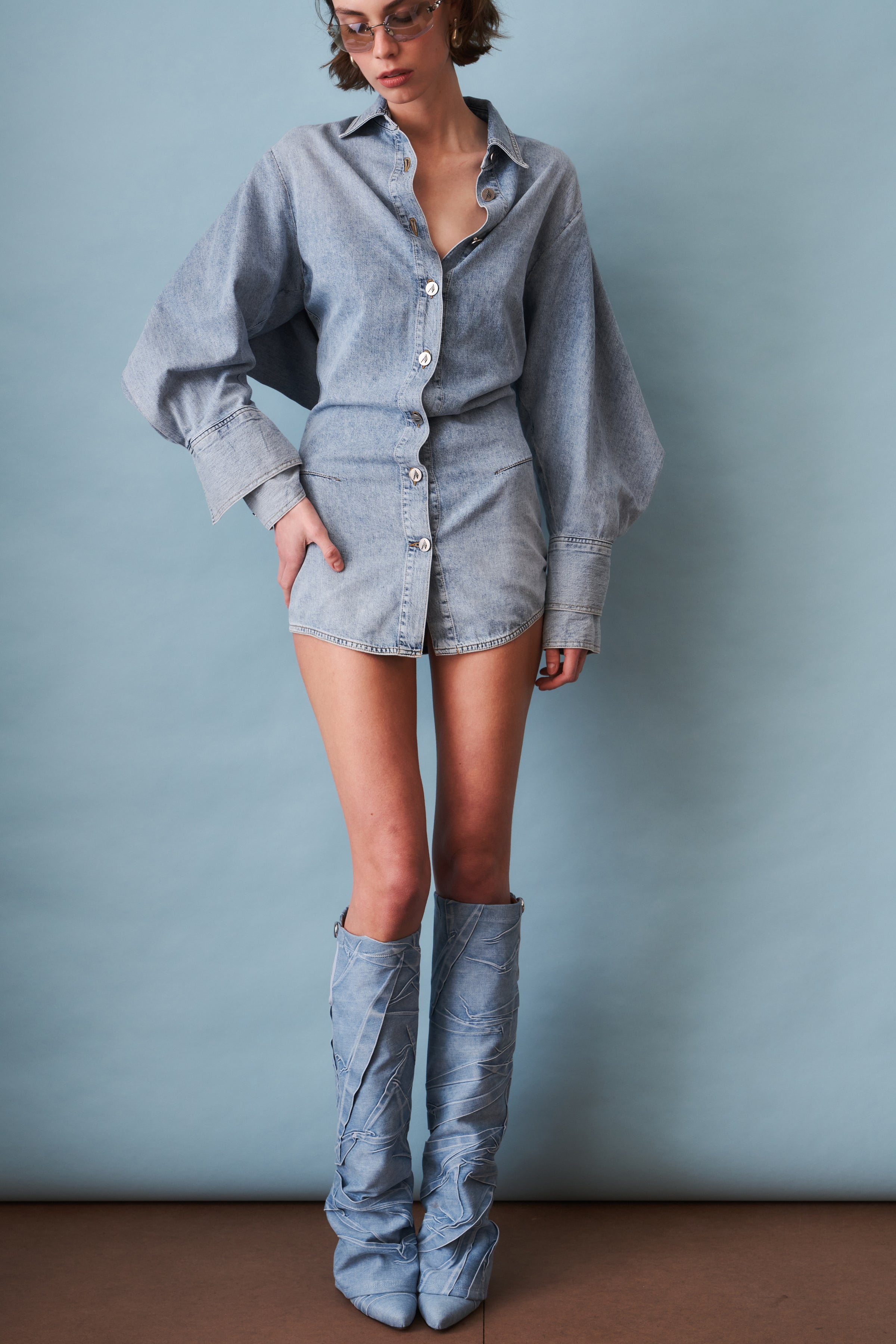 Blue Chambray Mini Dress
