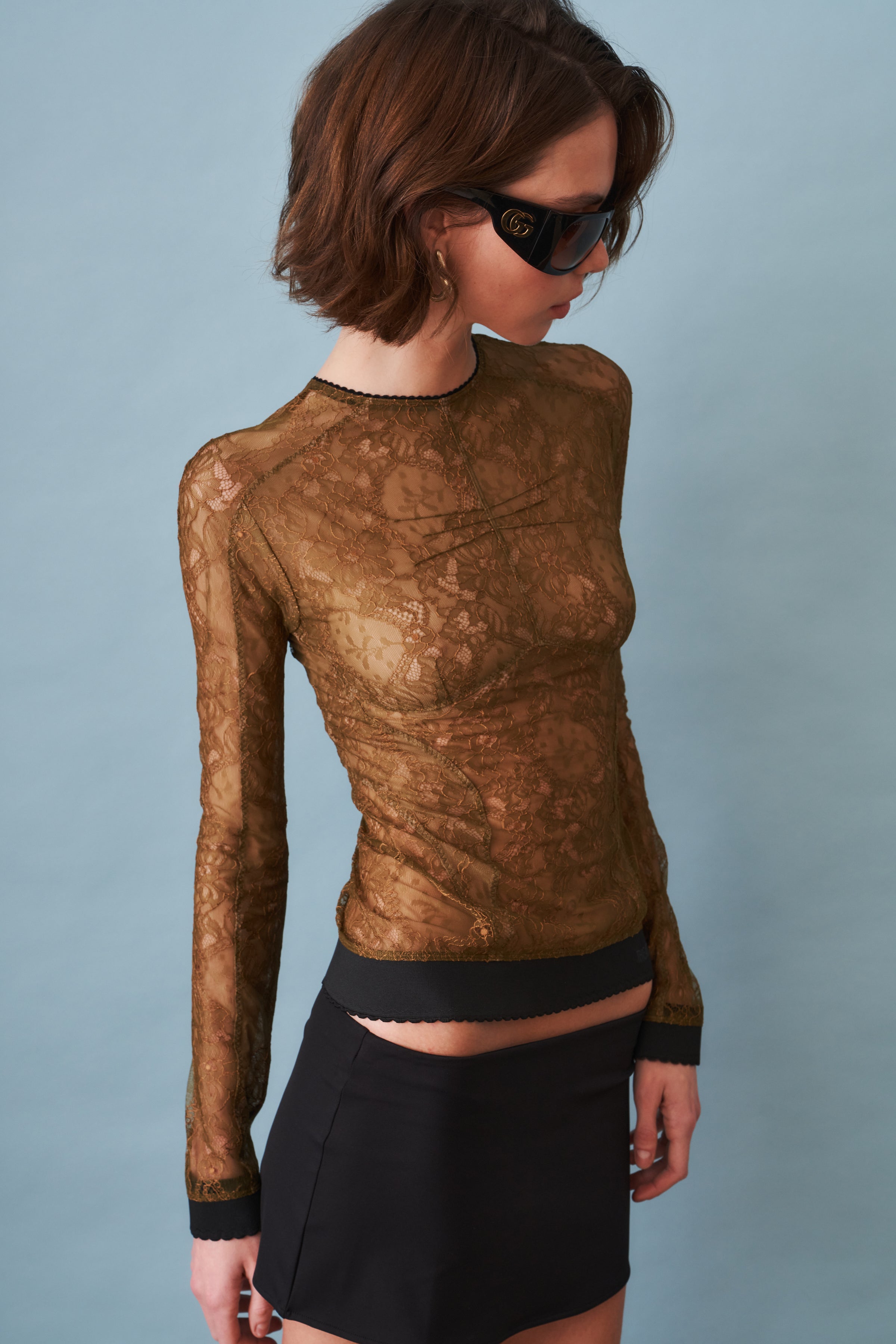 Olive Lace Top
