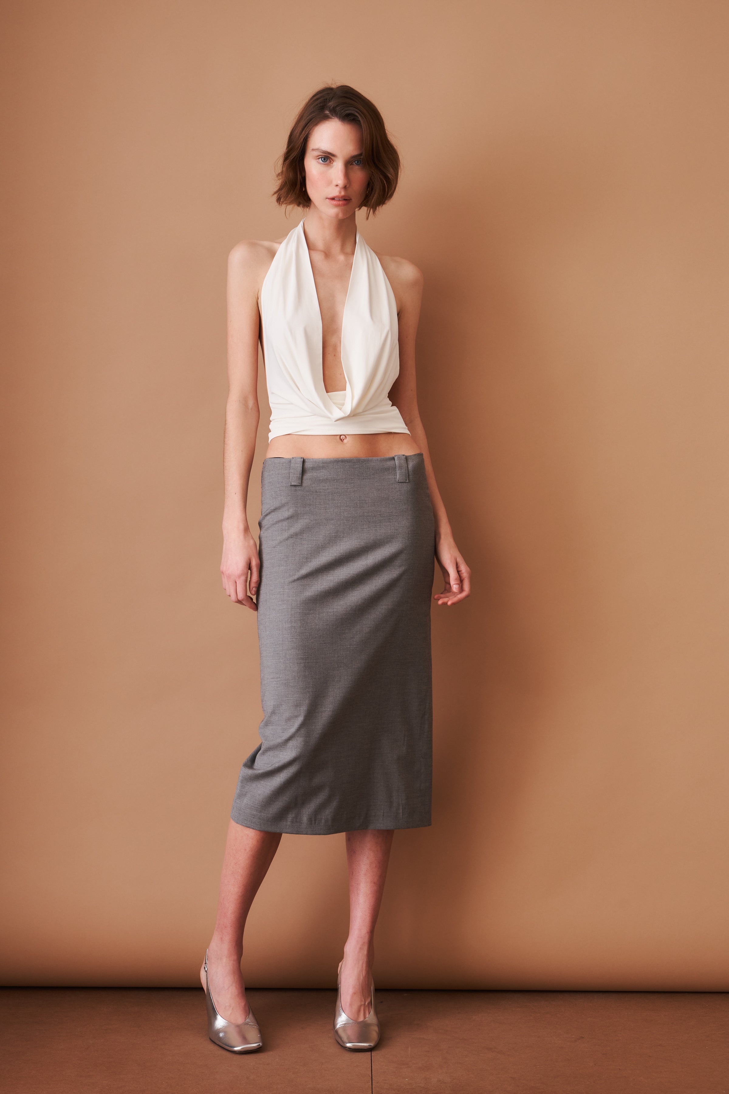 Nico Cowl Halter Top Vanilla