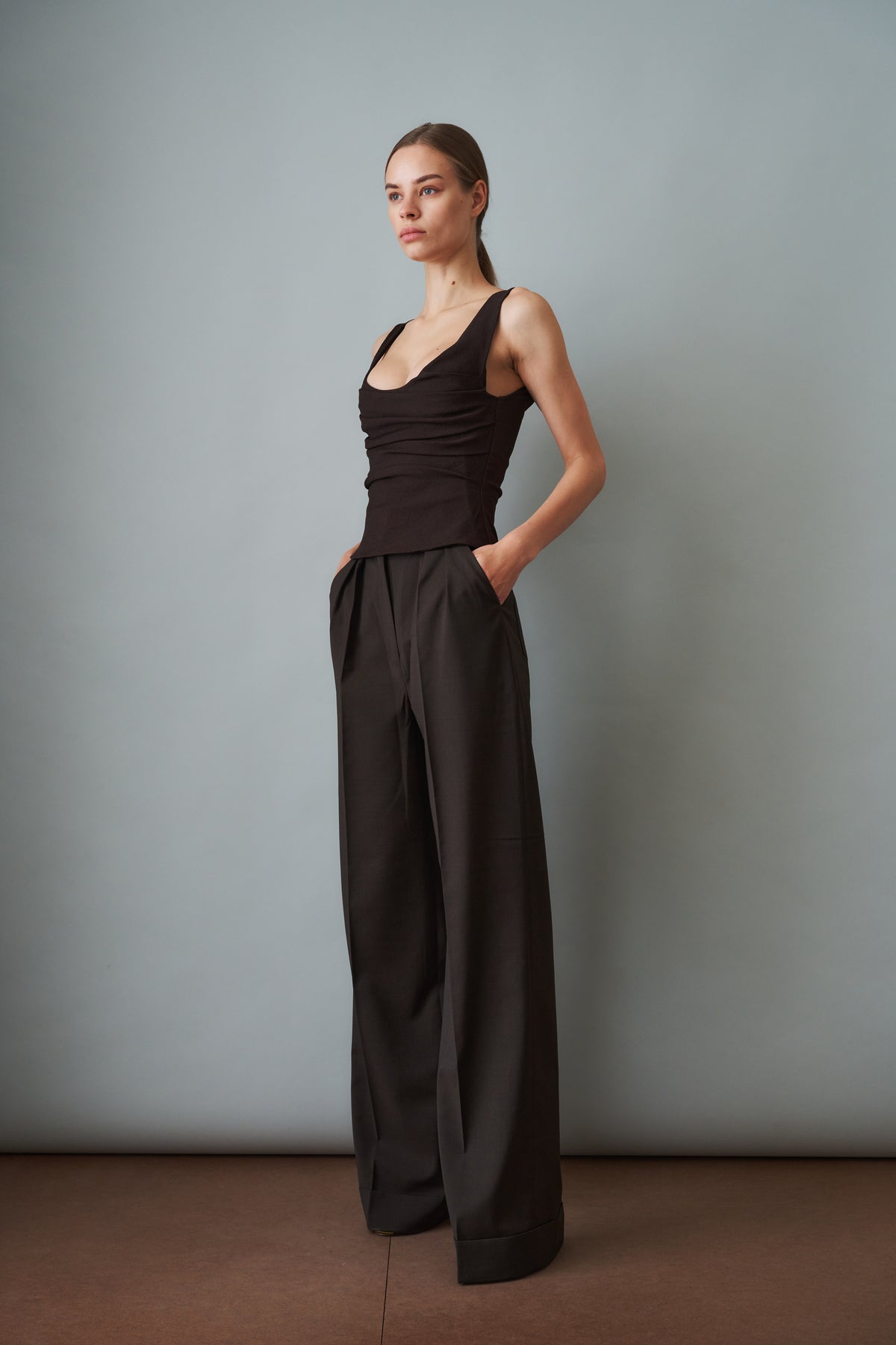Cuffed Pants Wool Brown