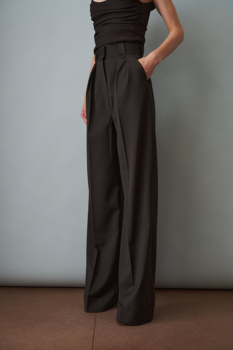 Cuffed Pants Wool Brown