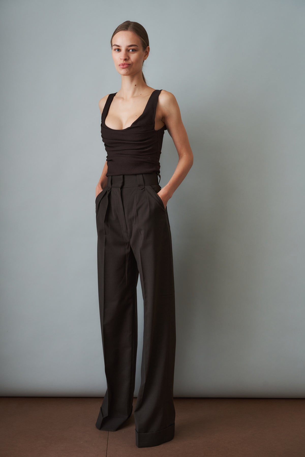 Cuffed Pants Wool Brown