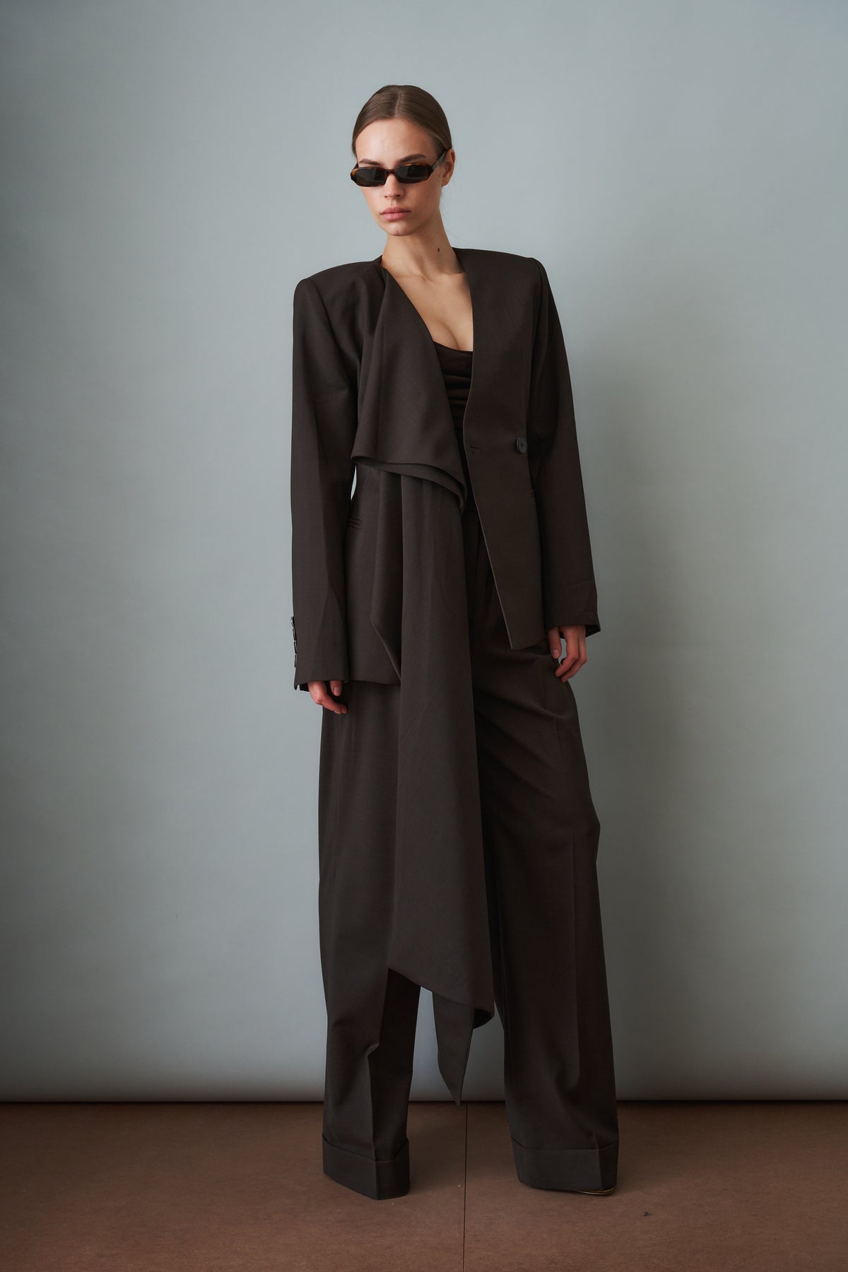 Scarf Blazer Wool Brown