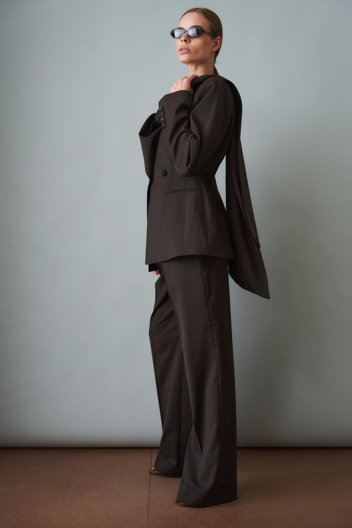 Scarf Blazer Wool Brown