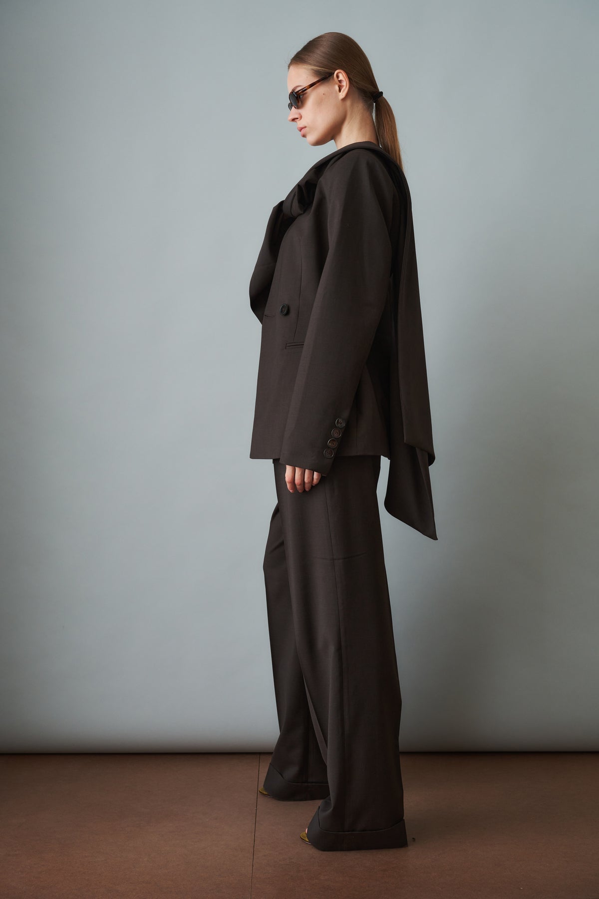 Scarf Blazer Wool Brown