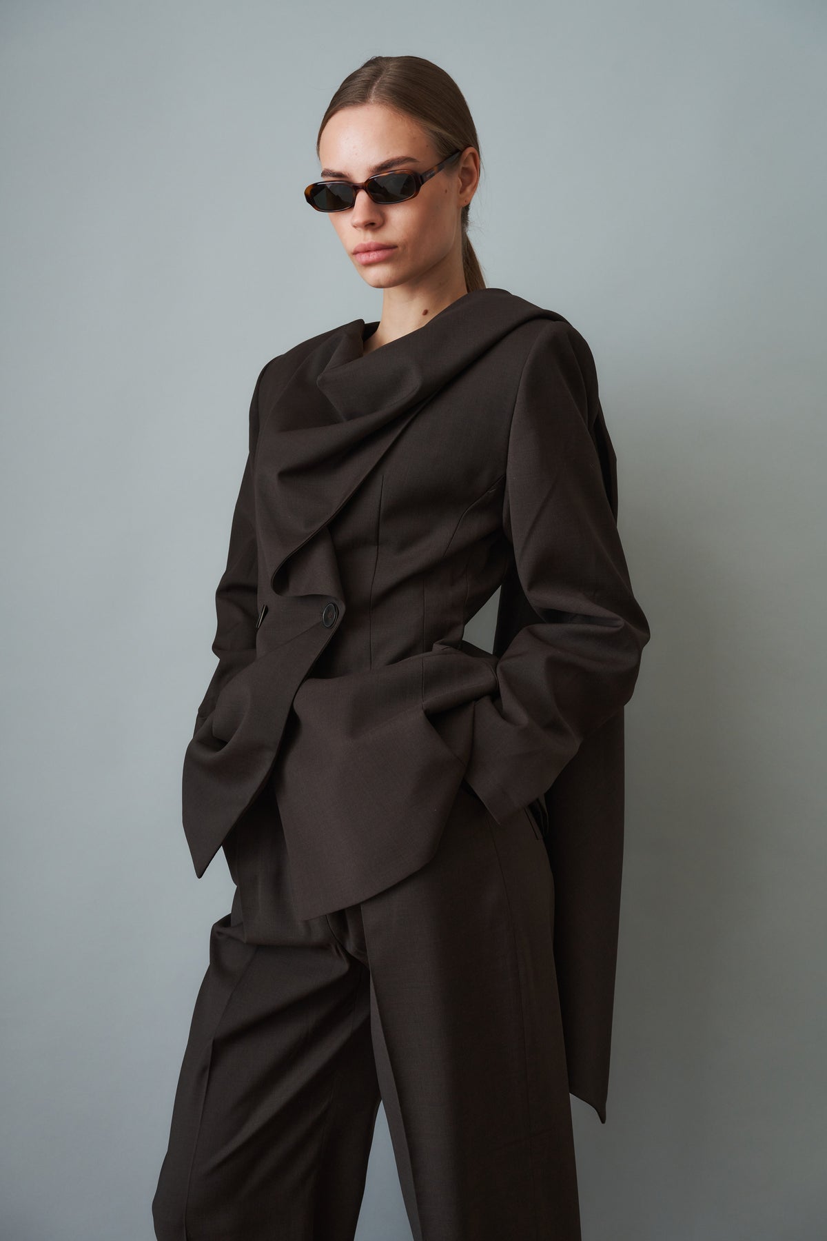 Scarf Blazer Wool Brown