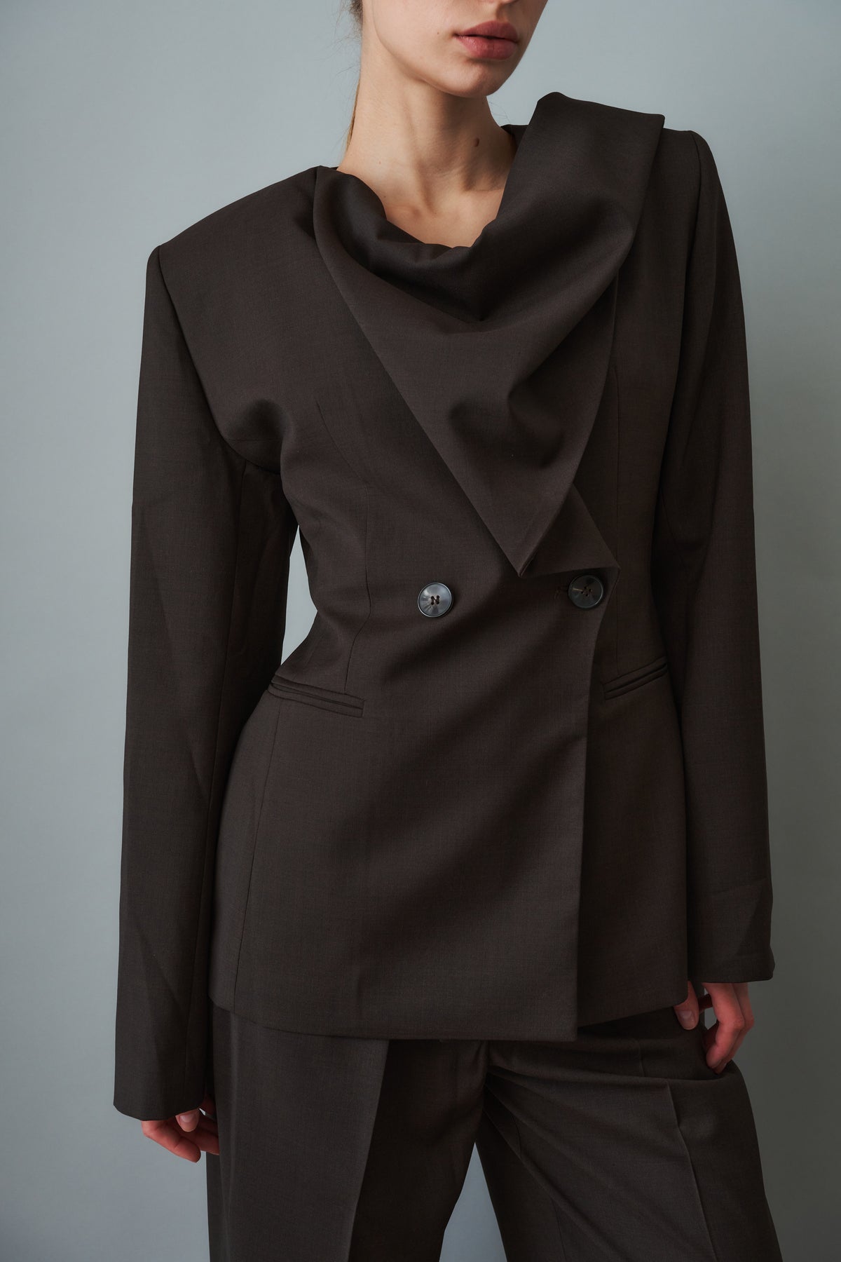 Scarf Blazer Wool Brown