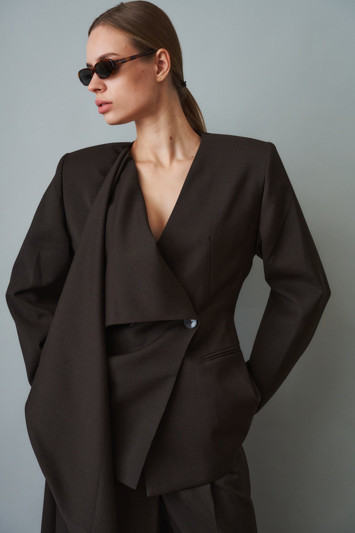 Scarf Blazer Wool Brown