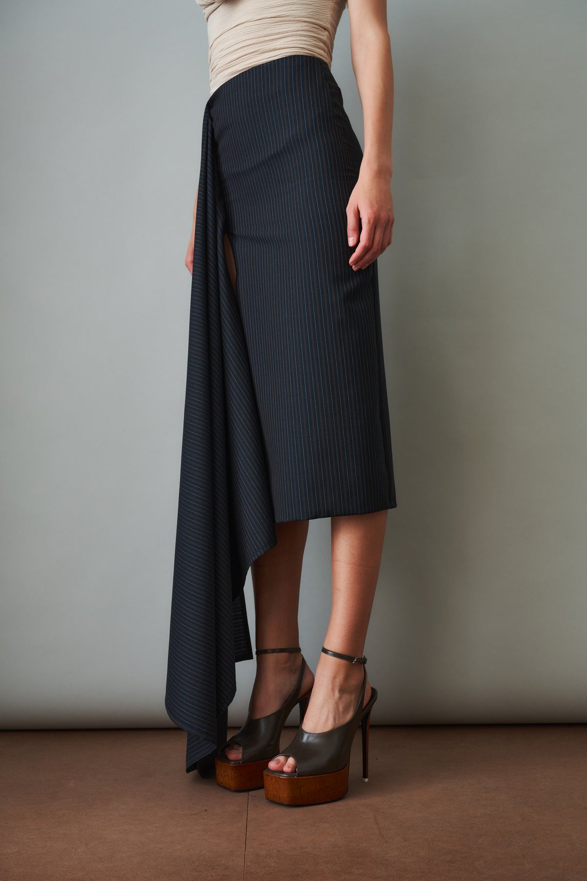 Wrapped Skirt Wool Navy