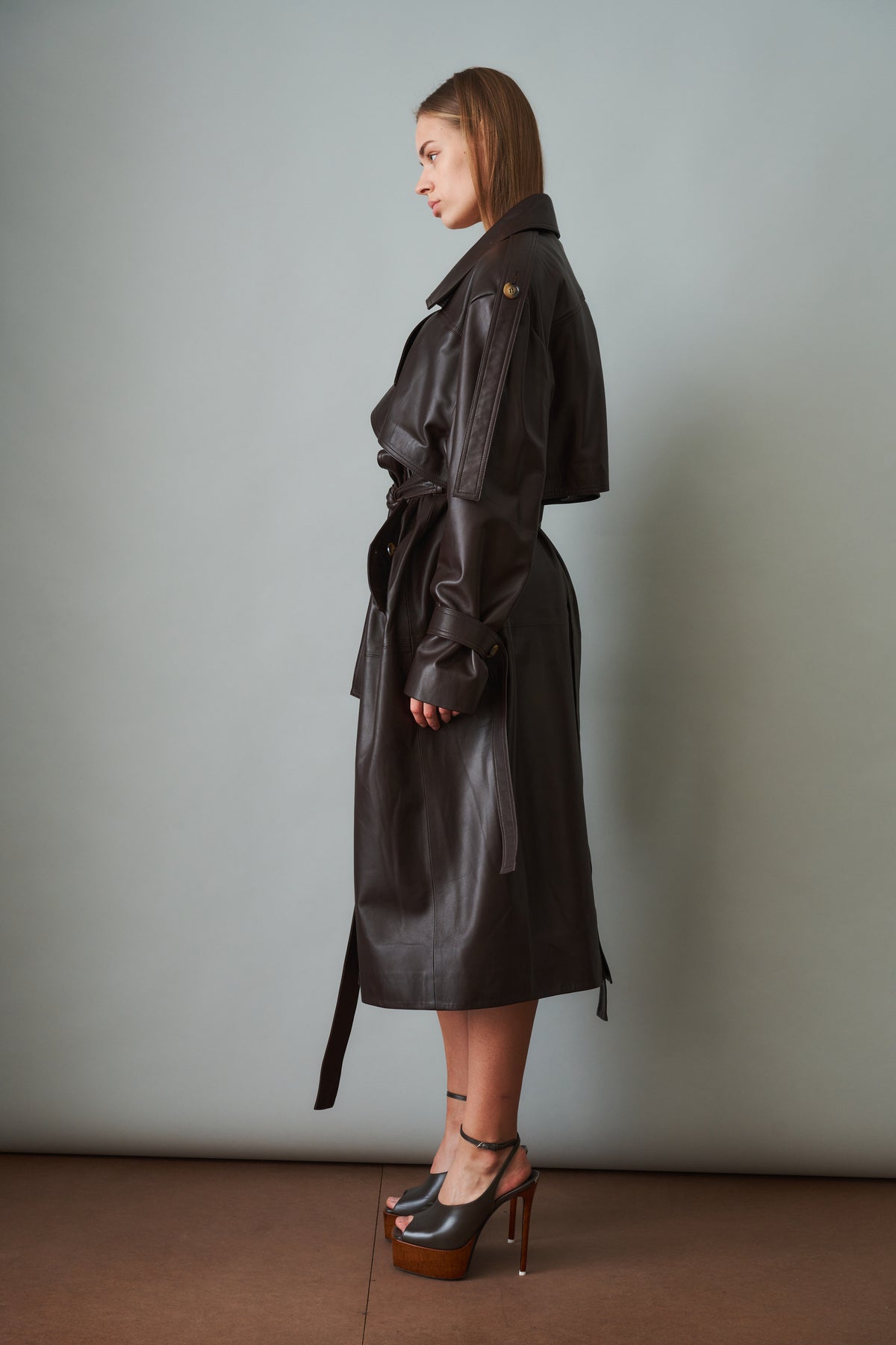 Leather Trench Dark Brown