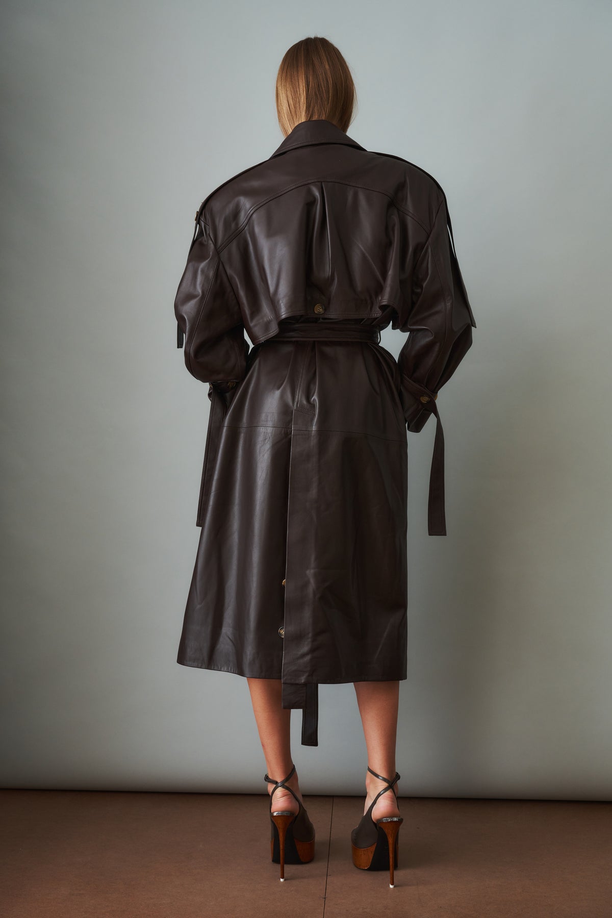 Leather Trench Dark Brown