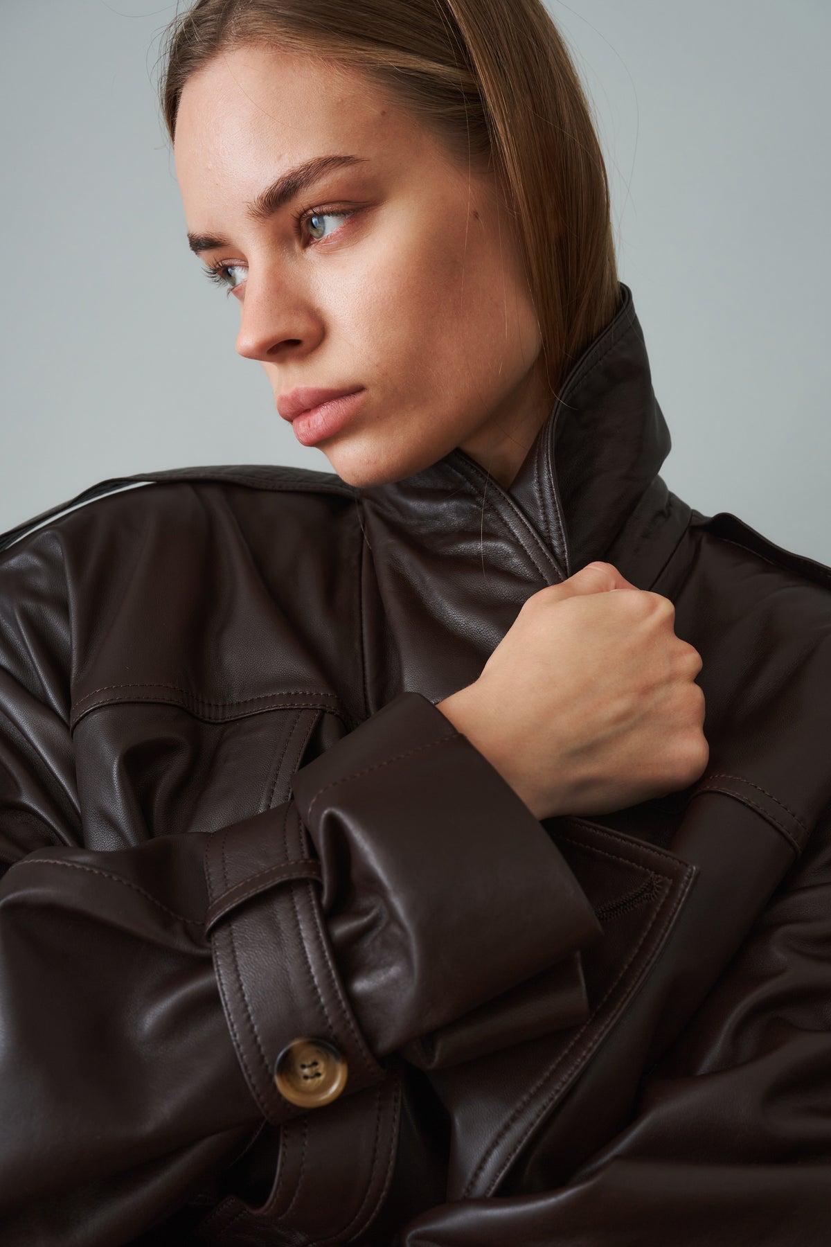 Leather Trench Dark Brown