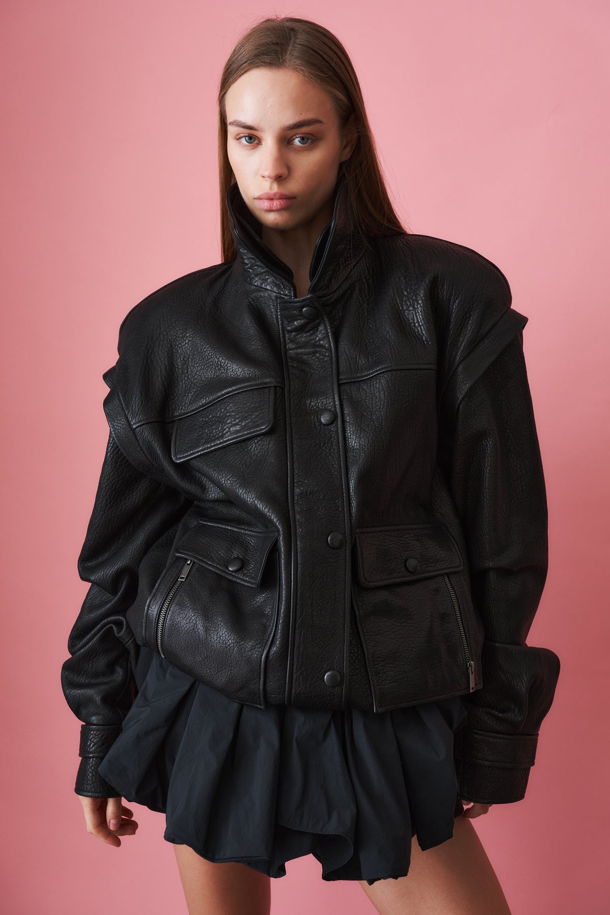 Grained Lambskin Jacket Black
