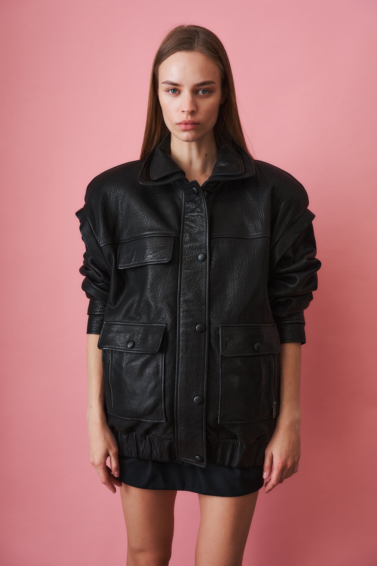 Grained Lambskin Jacket Black
