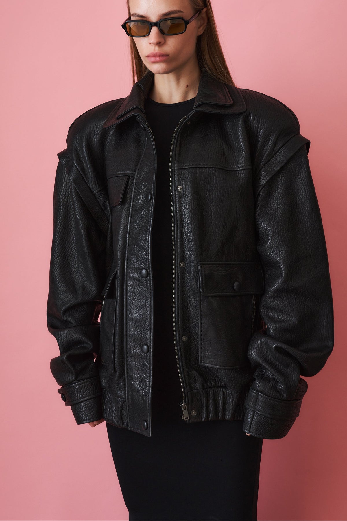 Grained Lambskin Jacket Black
