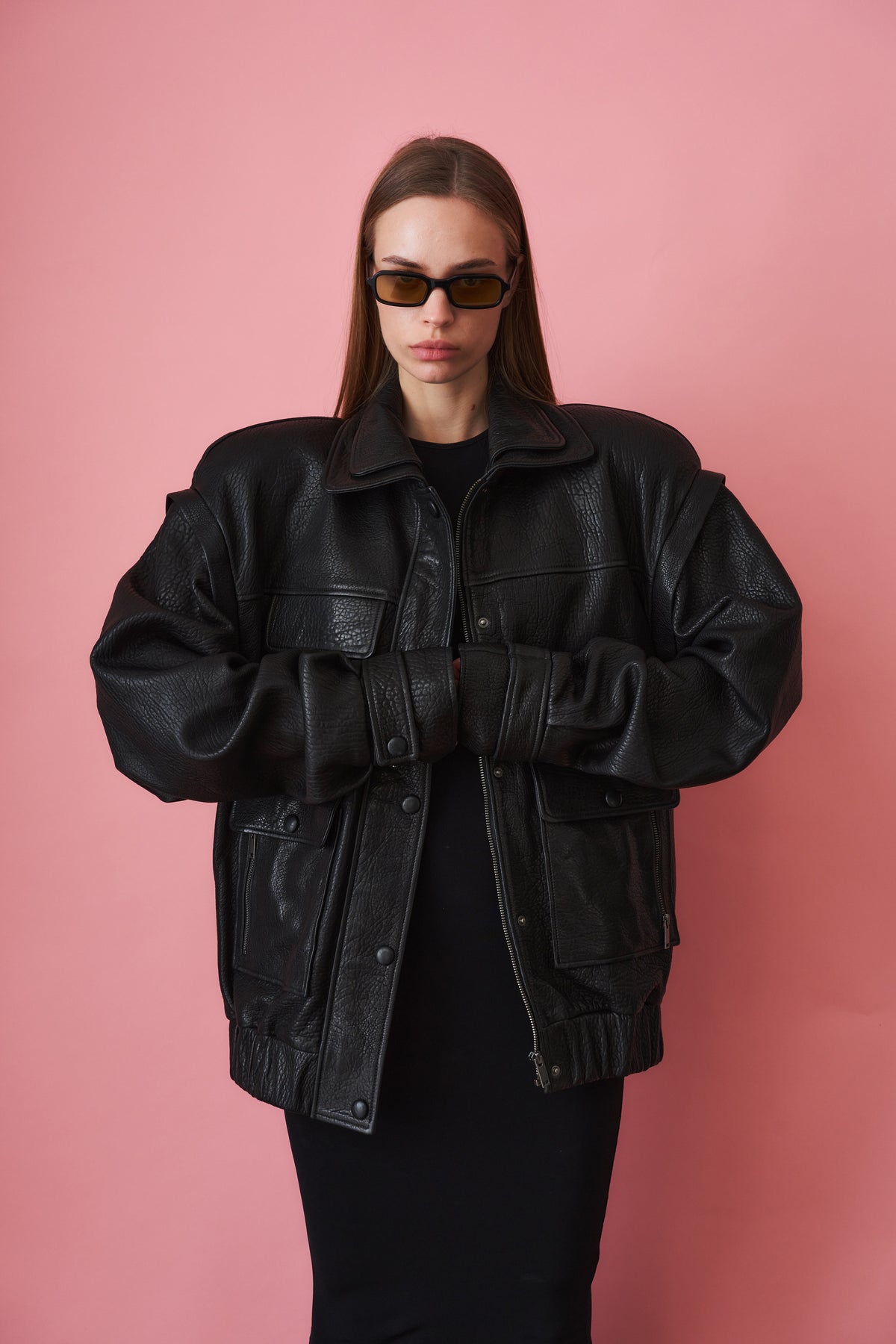 Grained Lambskin Jacket Black