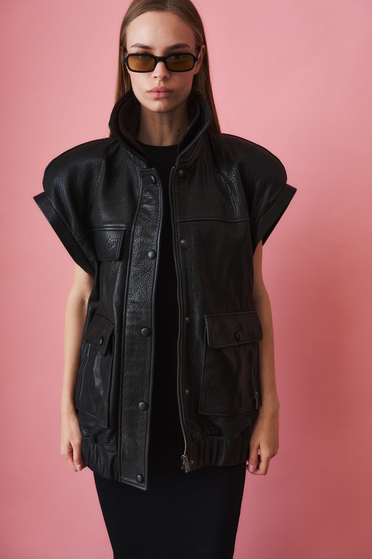 Grained Lambskin Jacket Black