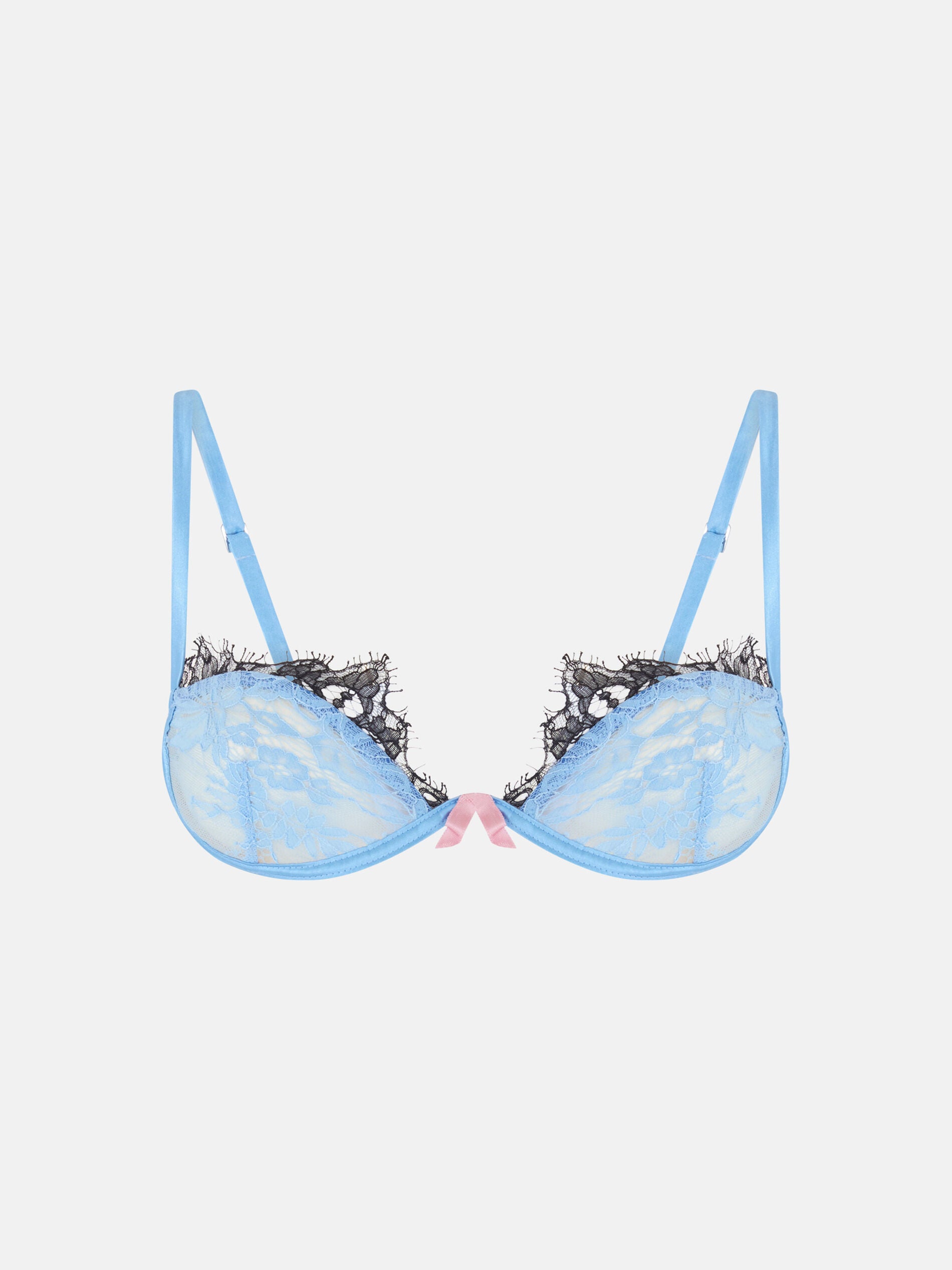 Blue and Black Lace Bra