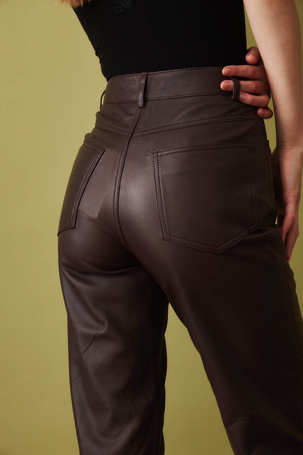 Straight Leather Pants Dark Brown - DÉSORDRE
