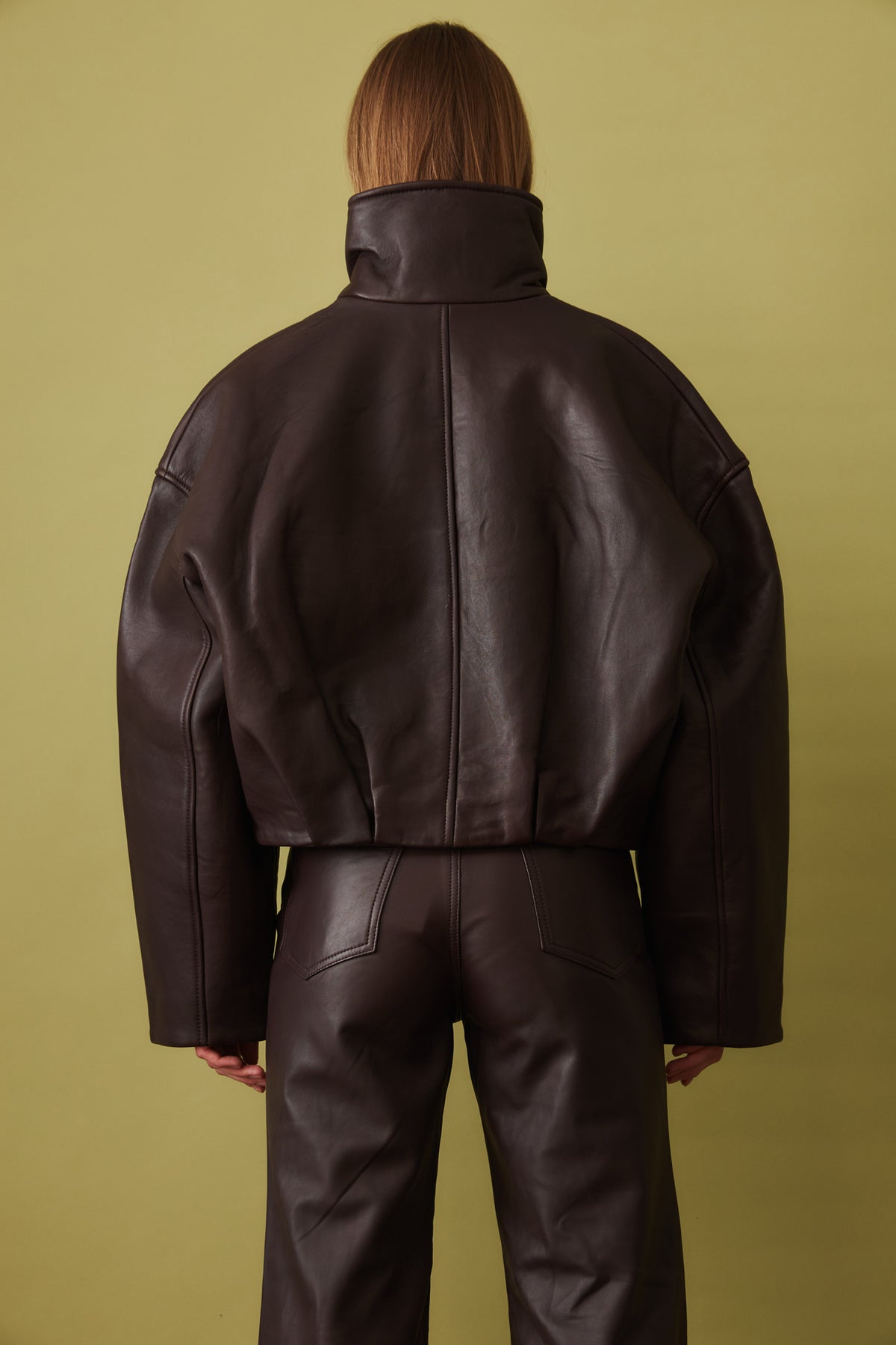 Bonded Leather Jacket Dark Brown - DÉSORDRE