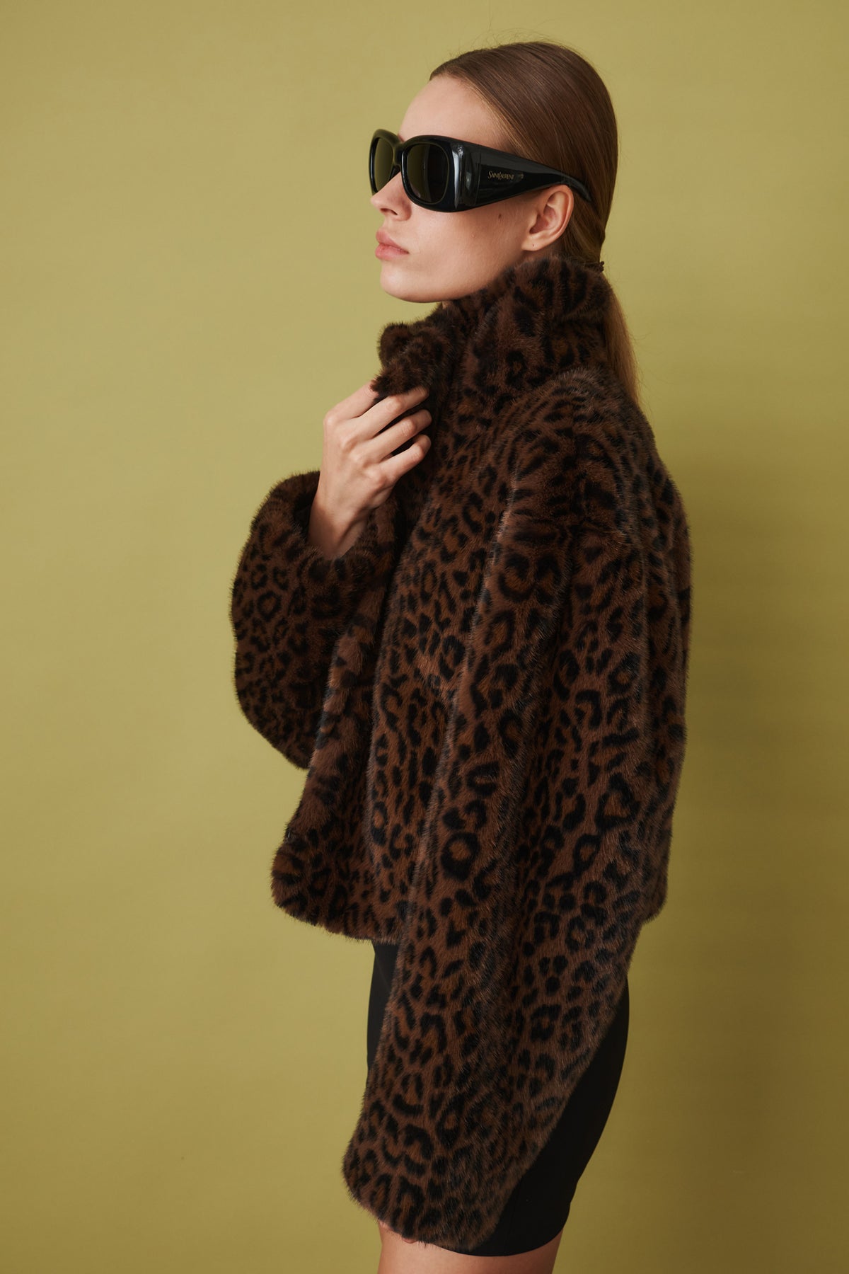 Faux Fur Crop Jacket Leopard - DÉSORDRE