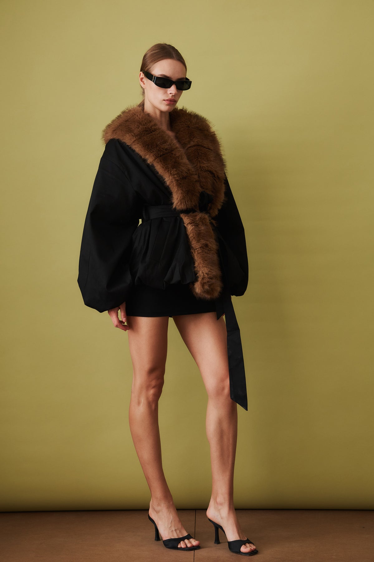 Faux Fur Collar Jacket Black - DÉSORDRE