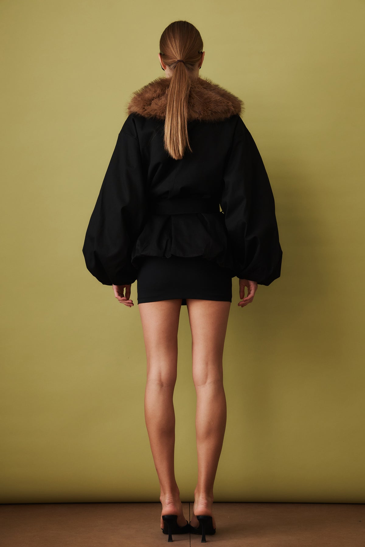 Faux Fur Collar Jacket Black - DÉSORDRE