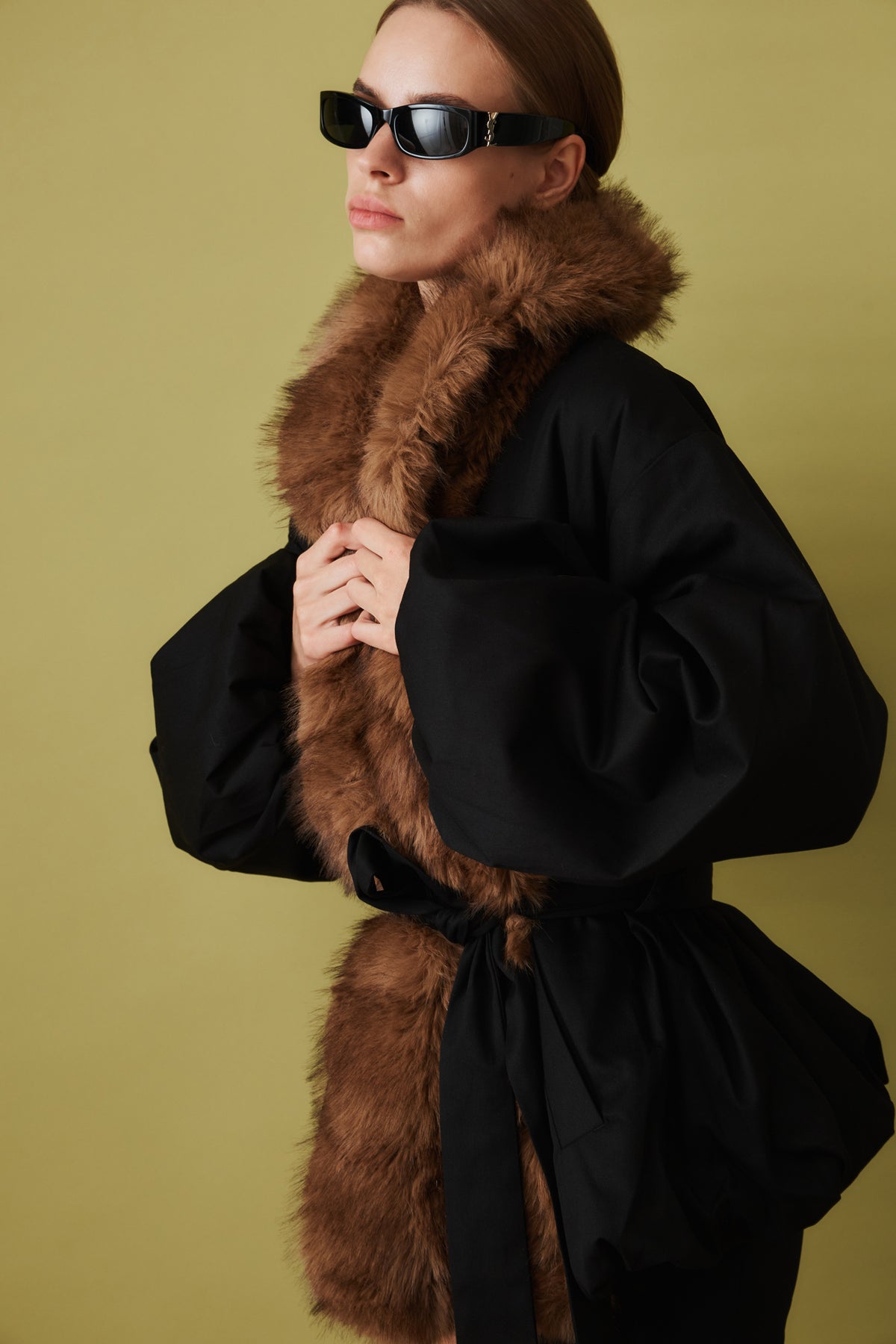 Faux Fur Collar Jacket Black - DÉSORDRE