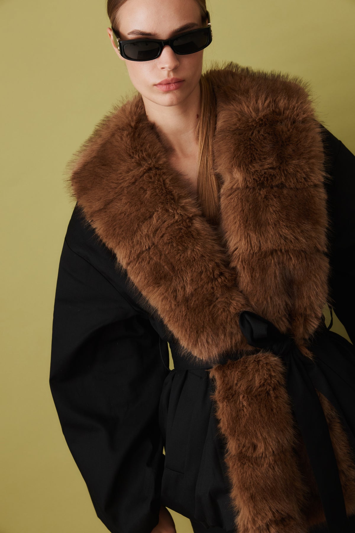 Faux Fur Collar Jacket Black - DÉSORDRE