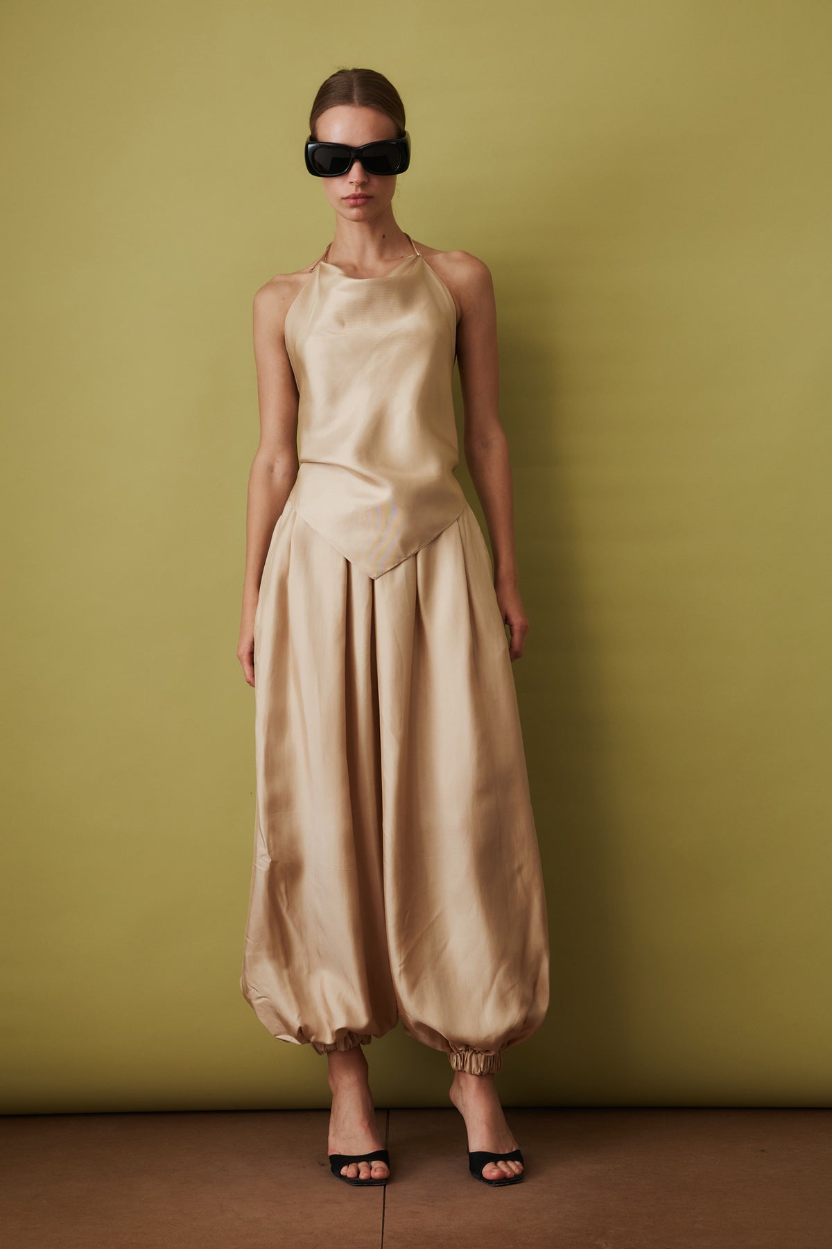 Bazar Silk Trousers Beige