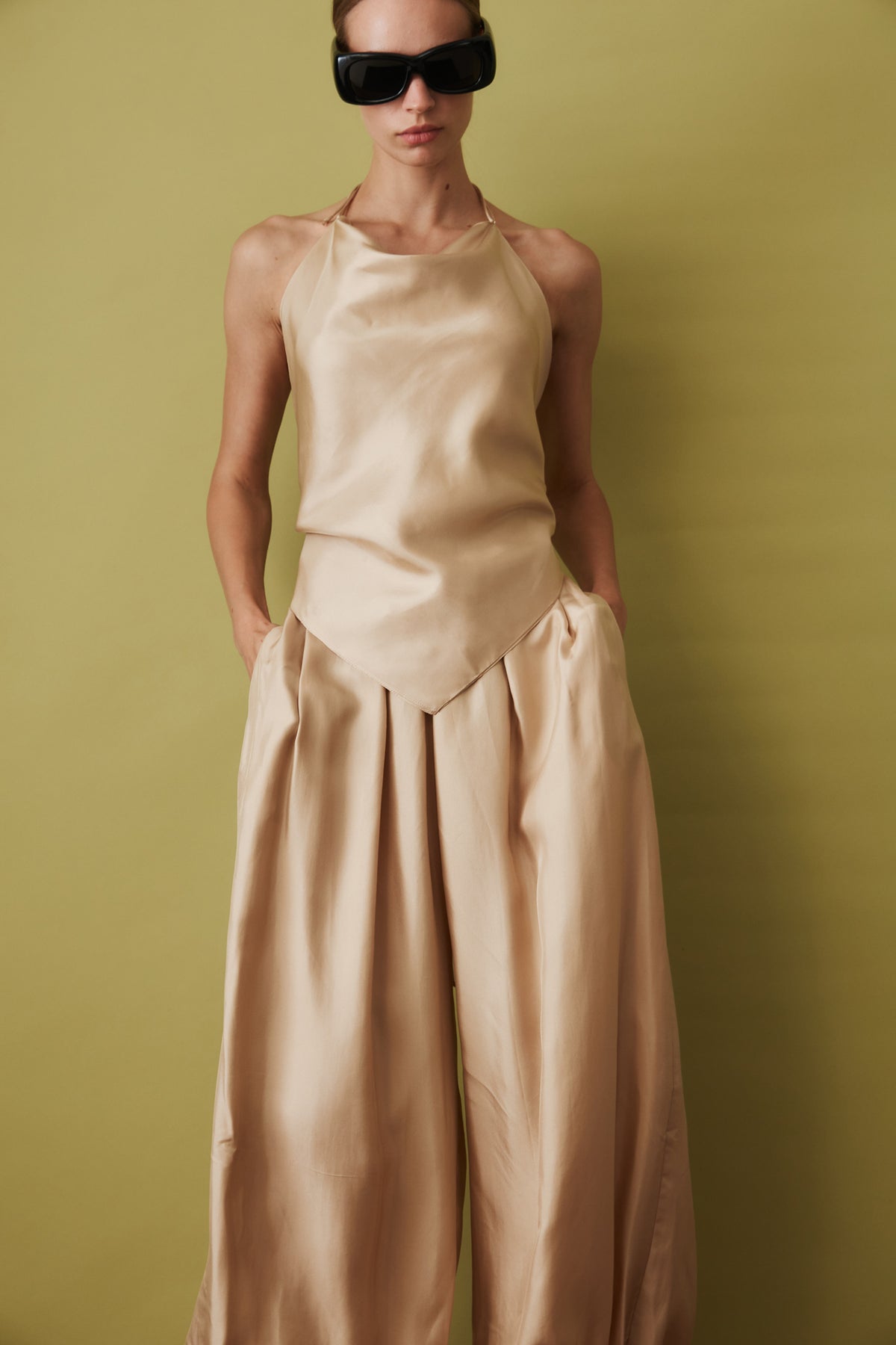 Thea Silk Top Beige
